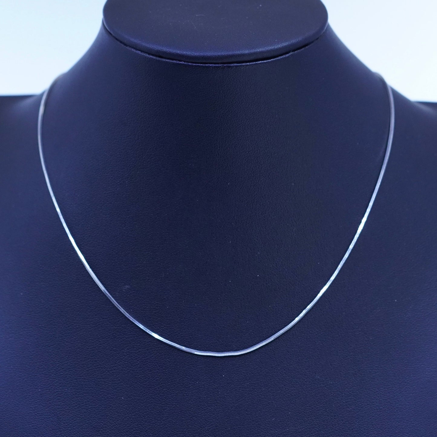 16” 1mm, vintage Sterling 925 silver square snake chain necklace