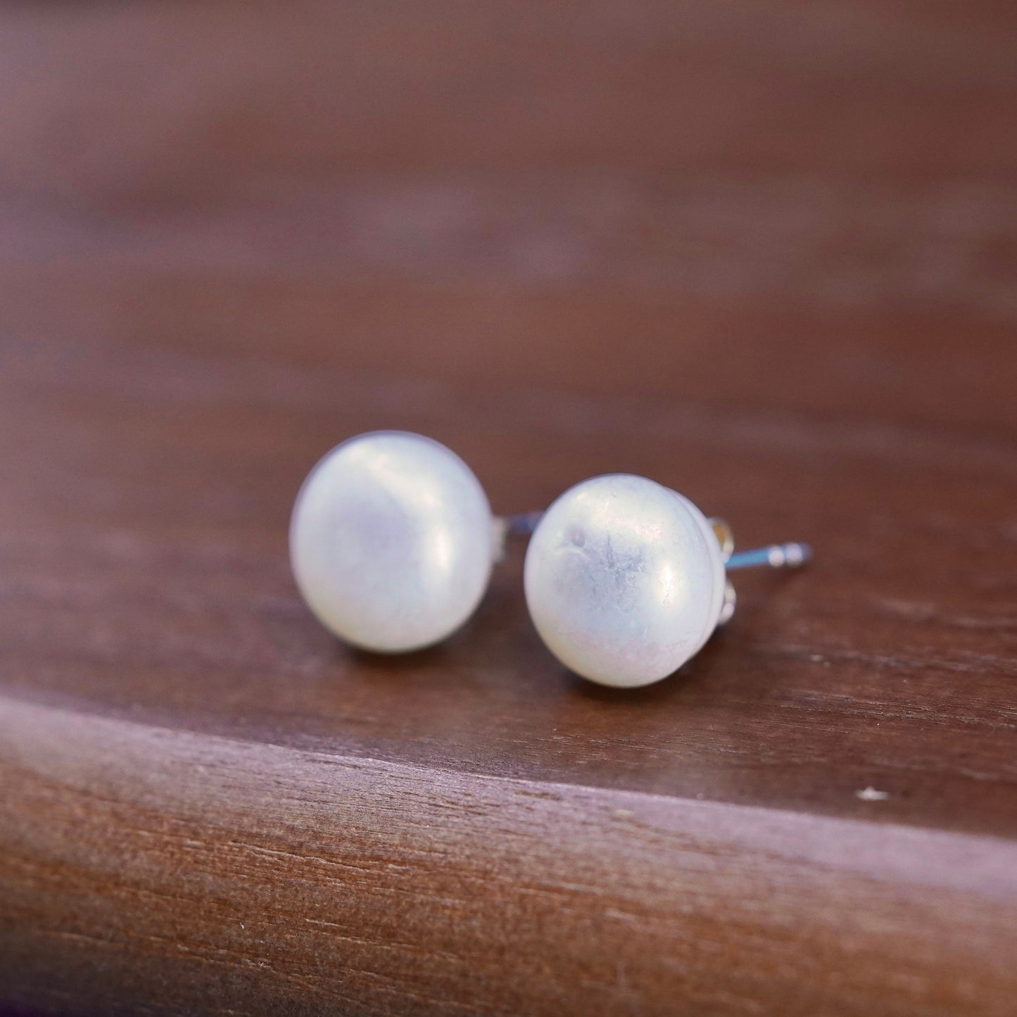10mm, Sterling 925 silver with freshwater pearl studs earrings