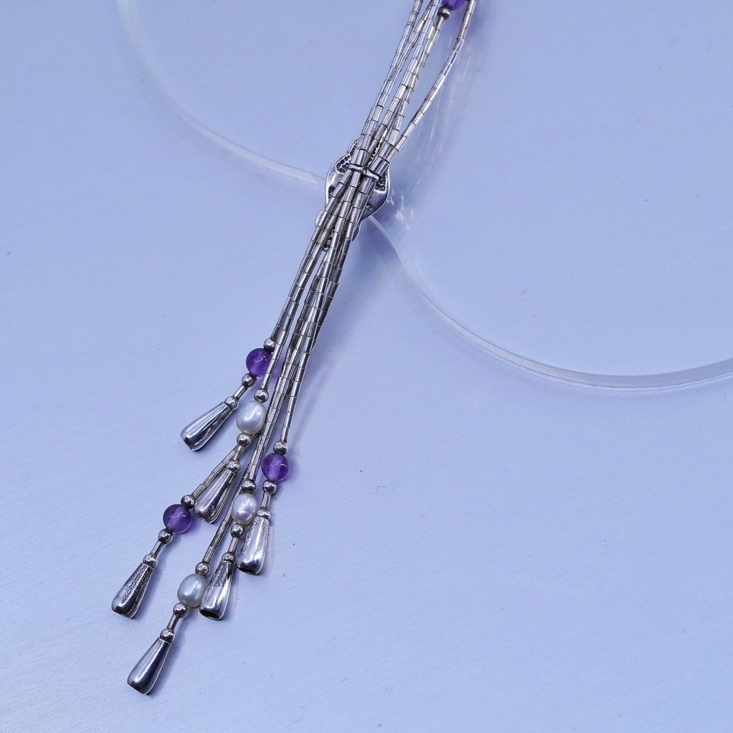 16+4”, liquid Sterling 925 silver necklace, Native American Q.T. Quoc Navajo