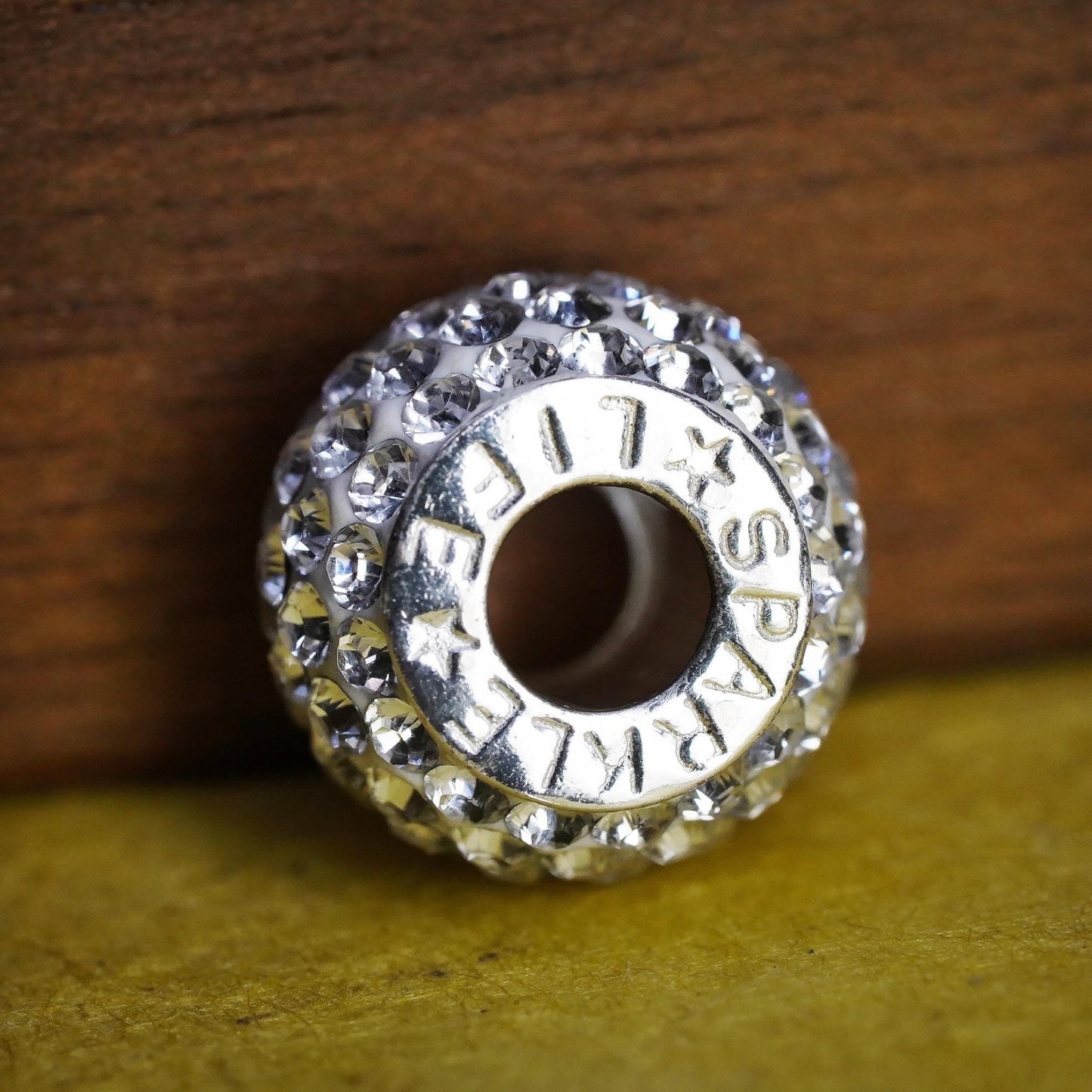 Vintage Sparkle Life Sterling 925 silver pendant bead charm with cluster cz