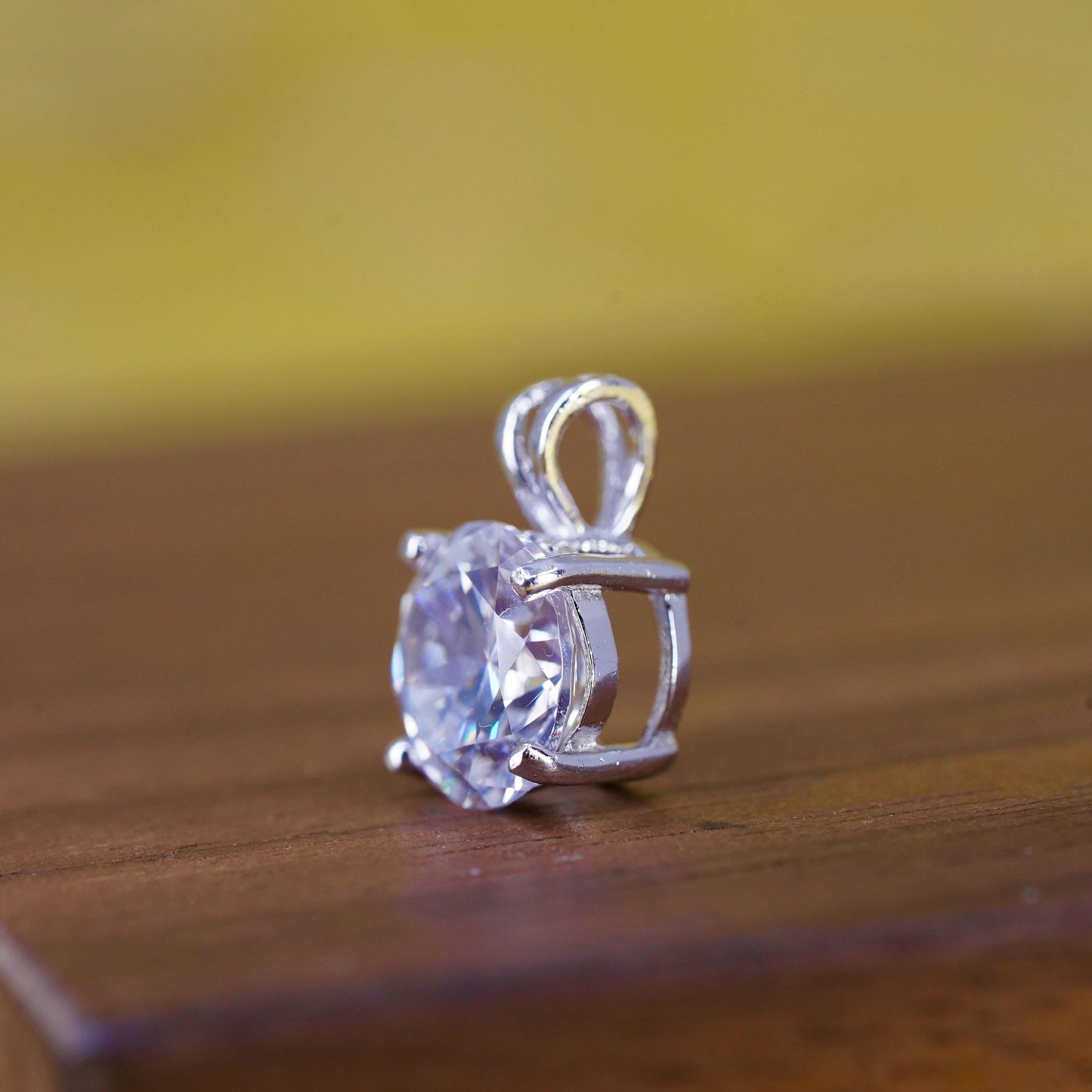 Vintage Sterling 925 silver handmade tiny pendant with cz