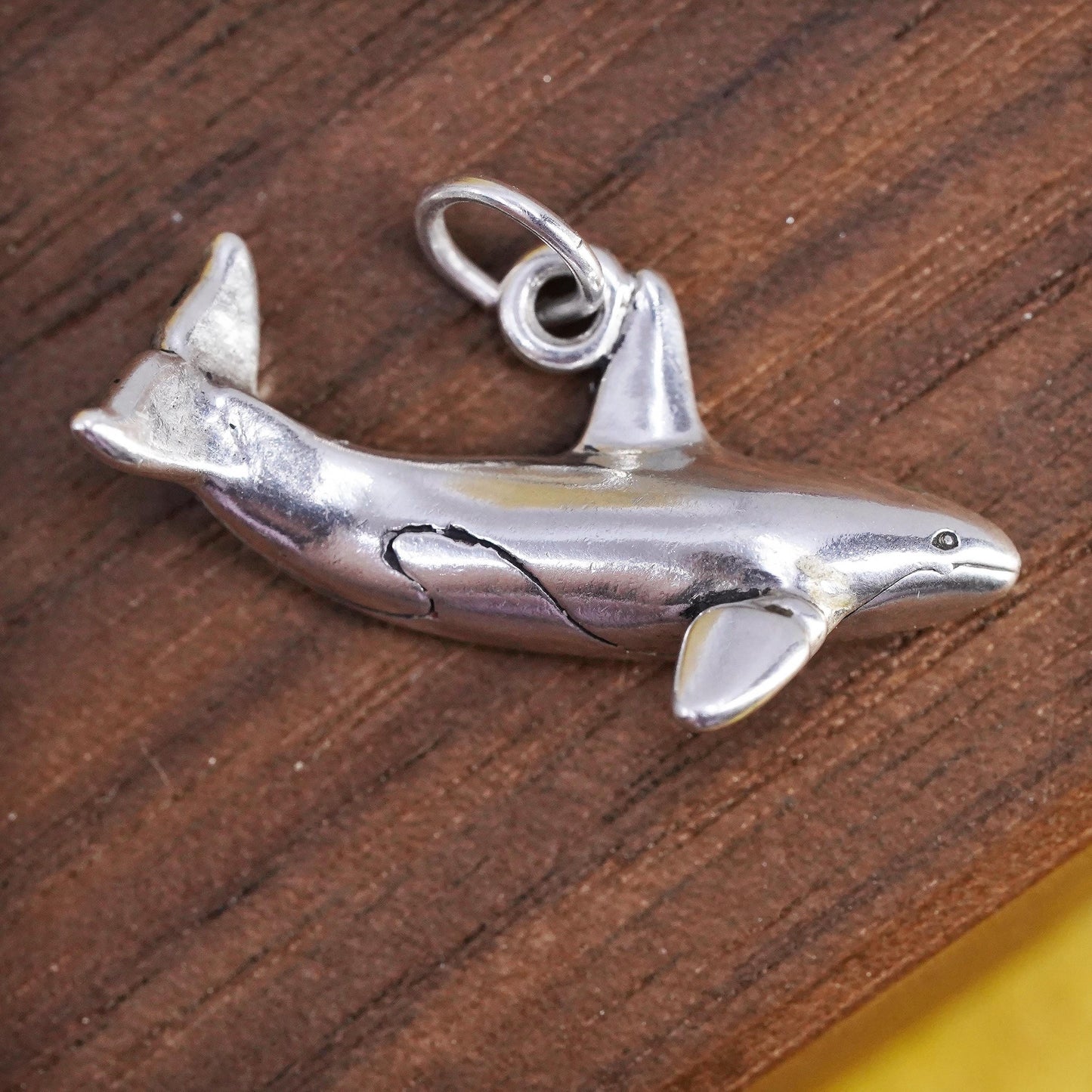 Vintage Sterling silver handmade pendant, 925 whale charm