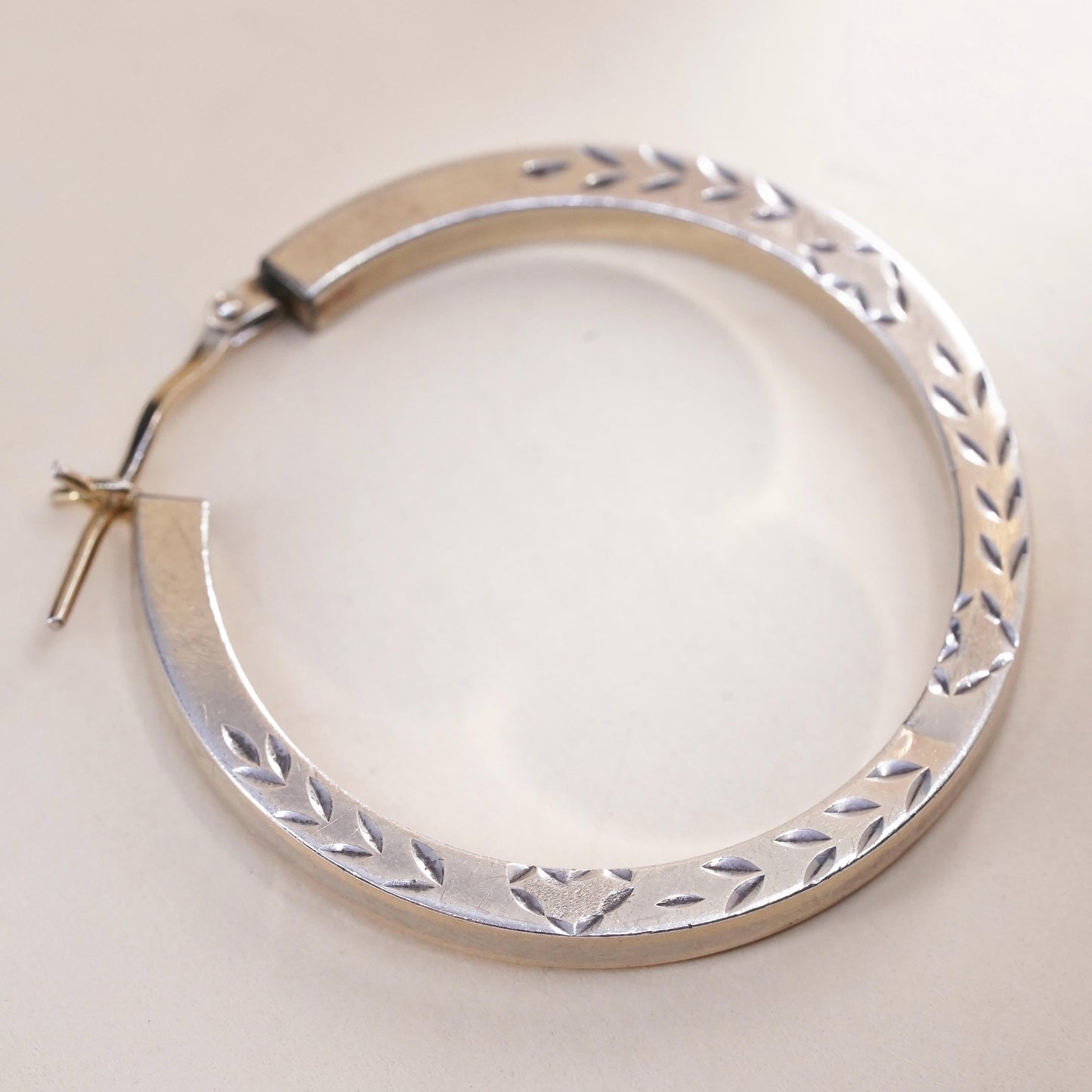 1.5", vermeil gold over sterling 925 silver loop single earring, primitive hoop