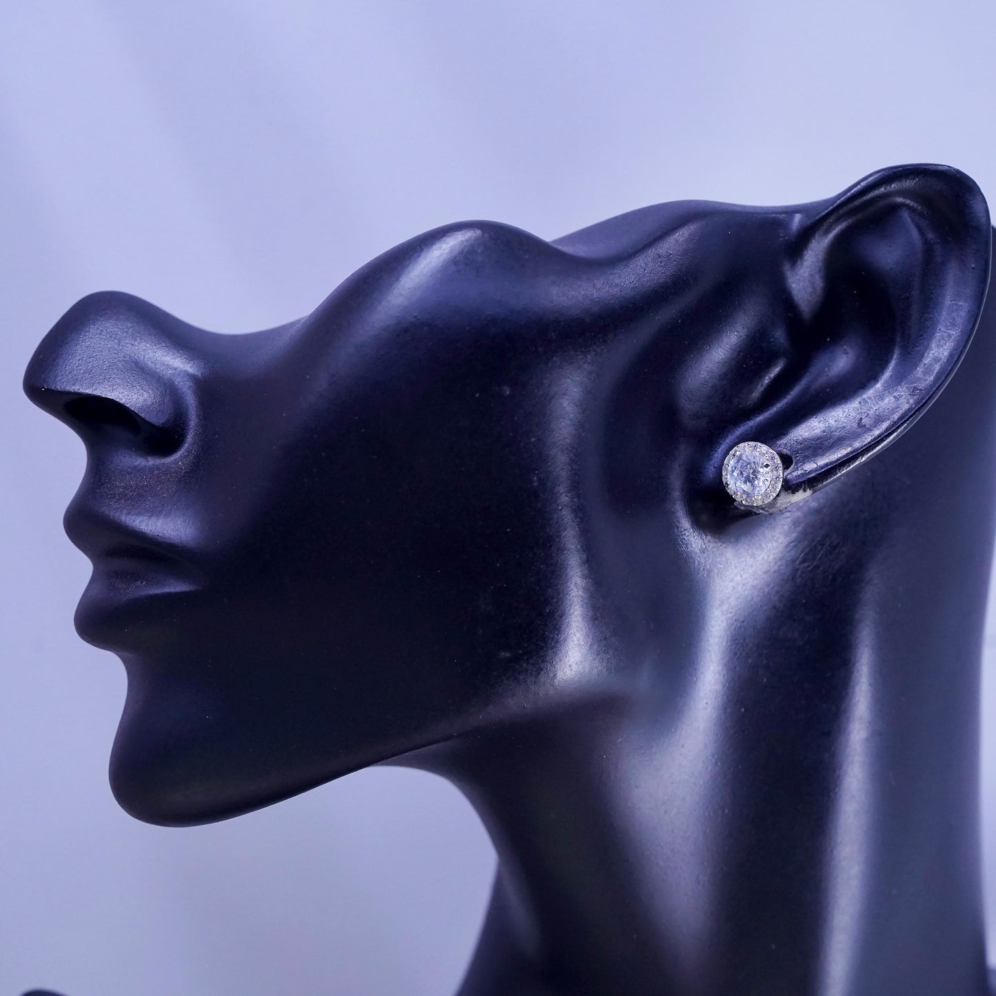 8mm, Sterling silver handmade earrings, 925 cz cluster studs