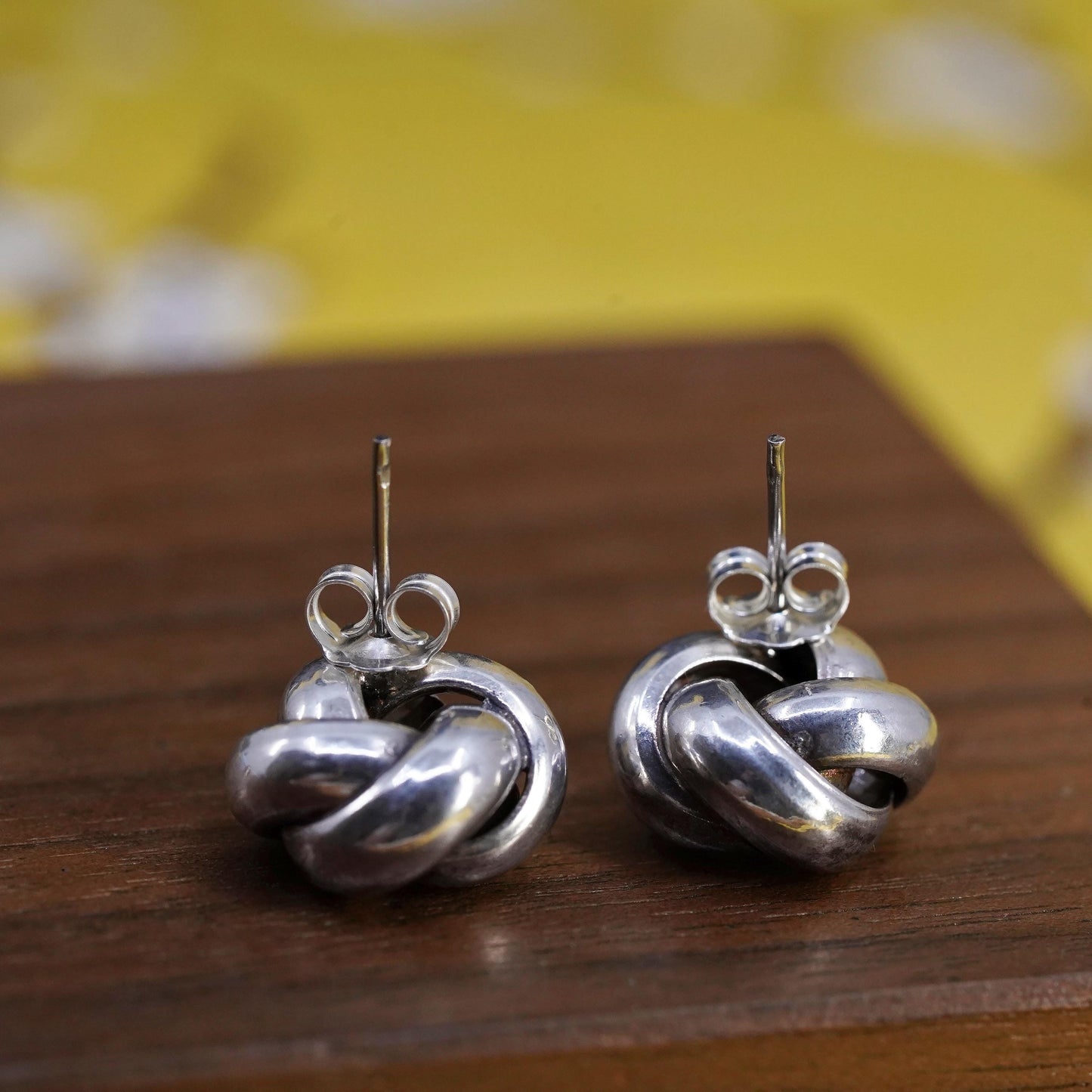 Vintage Sterling silver entwined beads studs, 925 earrings