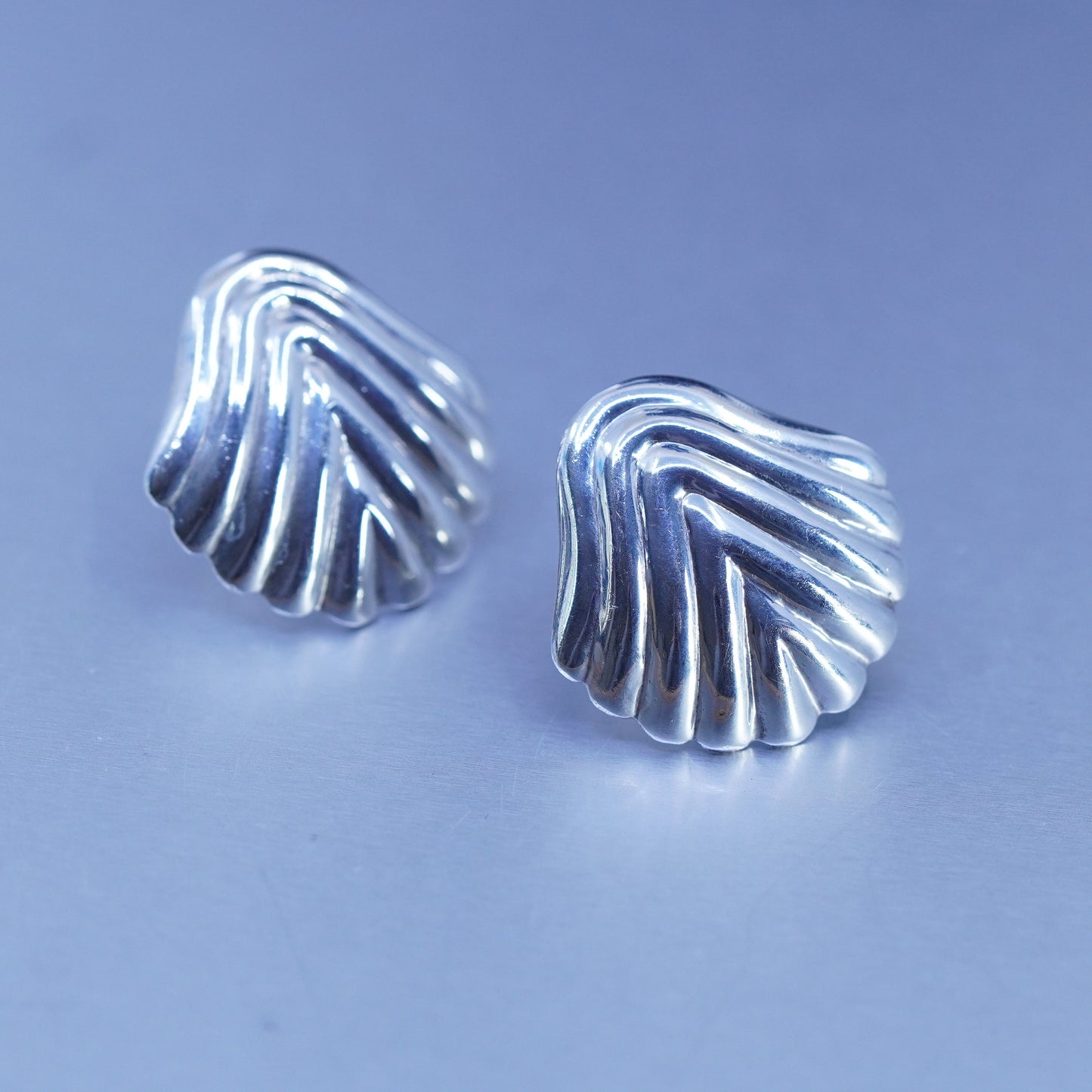 Vintage Sterling 925 silver handmade earrings, shell studs