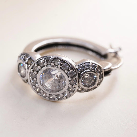 0.75”, Ferroni sterling silver single earring, 925 huggie hoop with clear Cz
