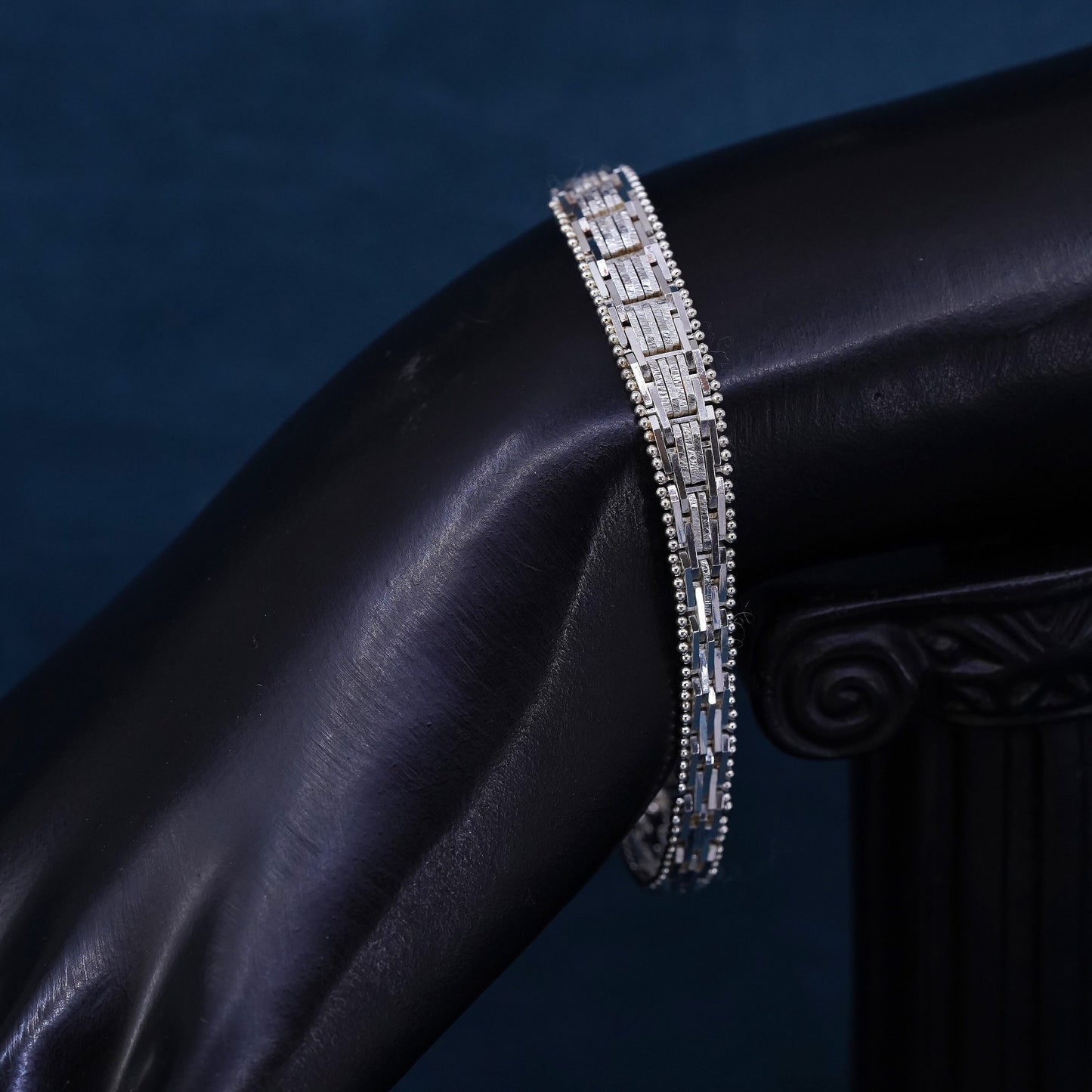 7”, 6mm, Vintage Italian sterling 925 silver chain, Italy Riccio bracelet