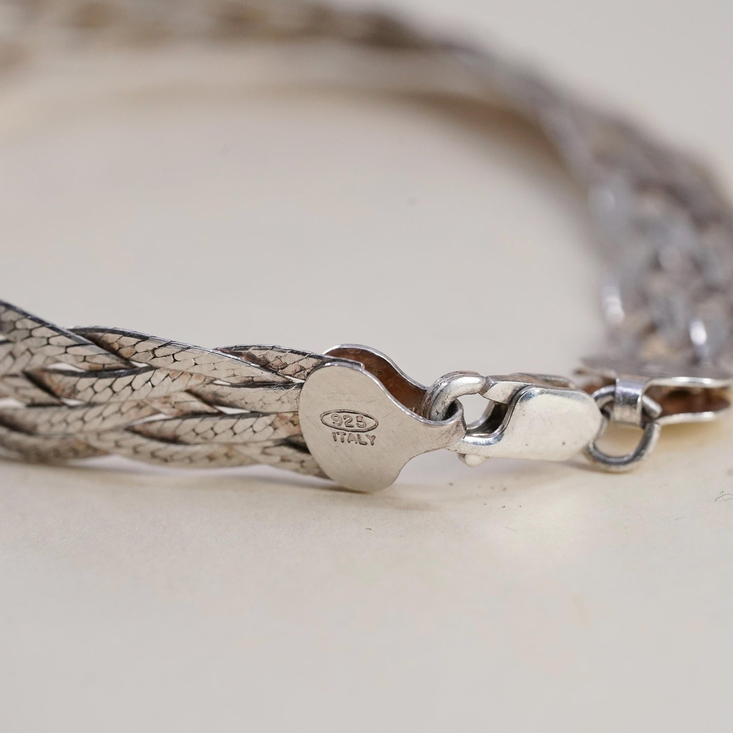 7.25” Italian multi 6 strands sterling silver bracelet, 925 herringbone chains