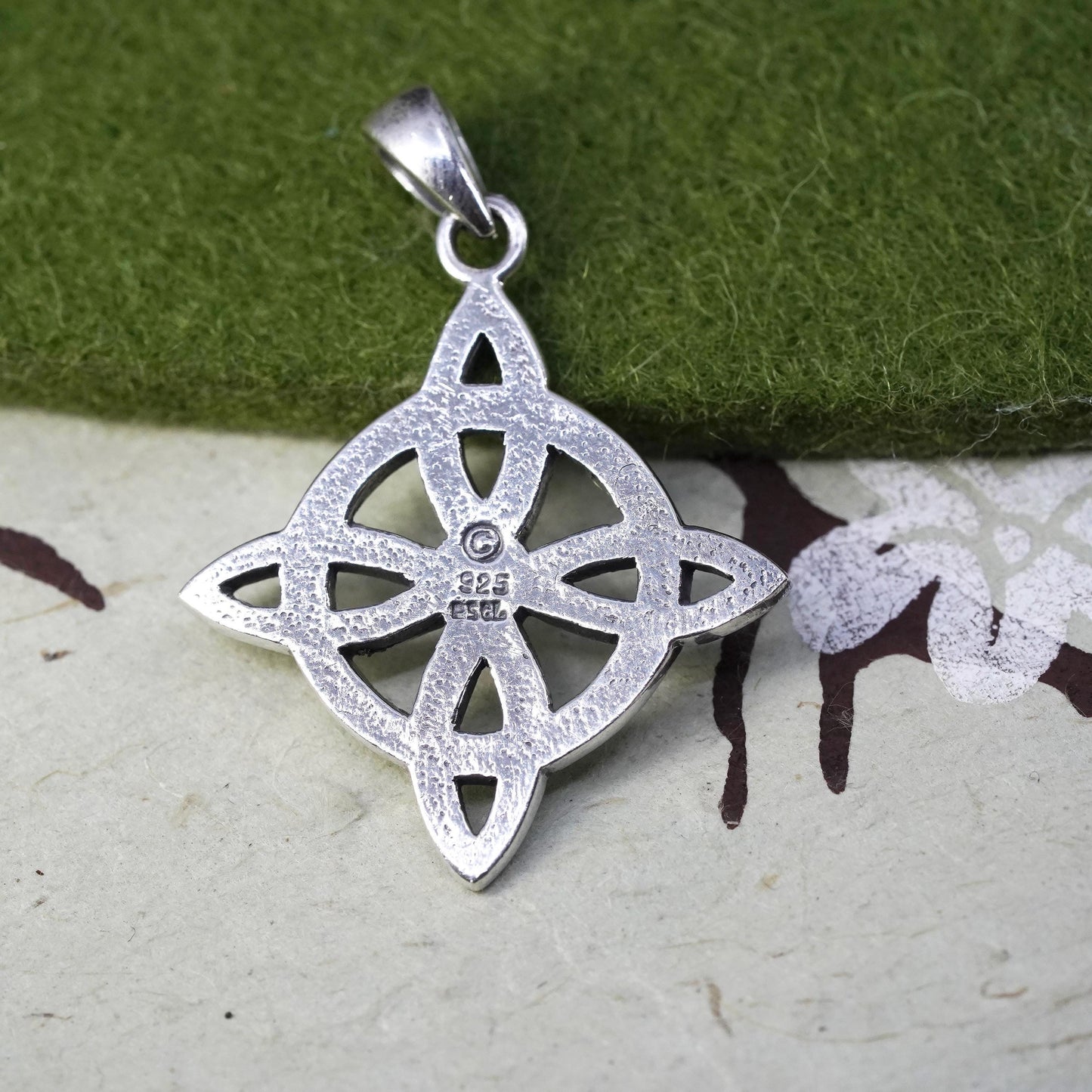 vintage sterling silver handmade pendant, 925 silver Irish Celtic knot charm