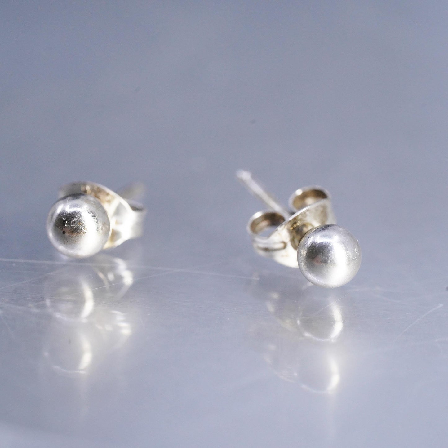 4mm Vintage Sterling 925 silver earrings, studs