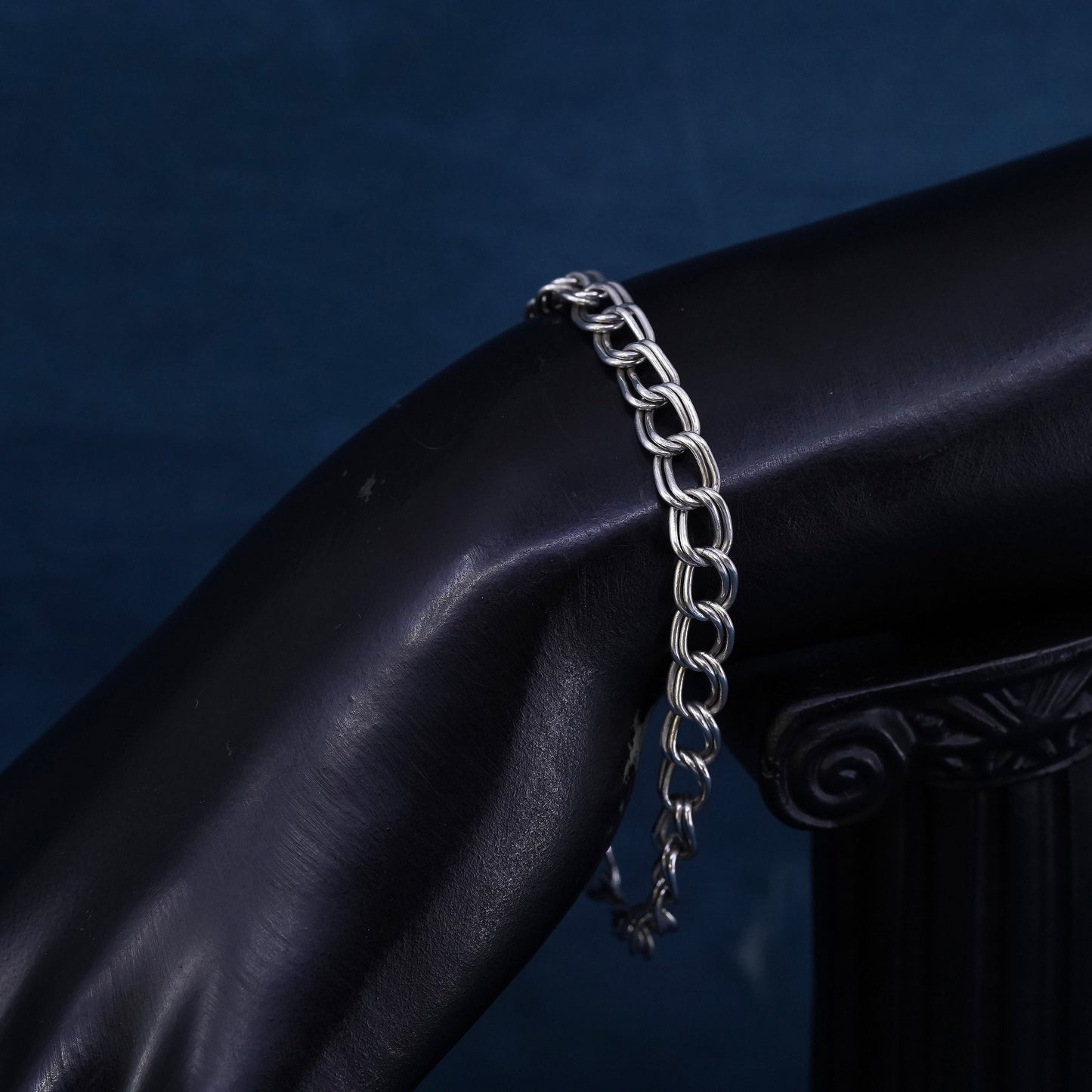 6.75", Sterling silver handmade bracelet, 925 curb link chain, men's bracelet