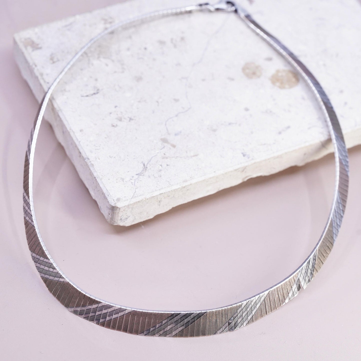 17", Italian two tone textured Sterling silver necklace, 925 Cleopatra chain
