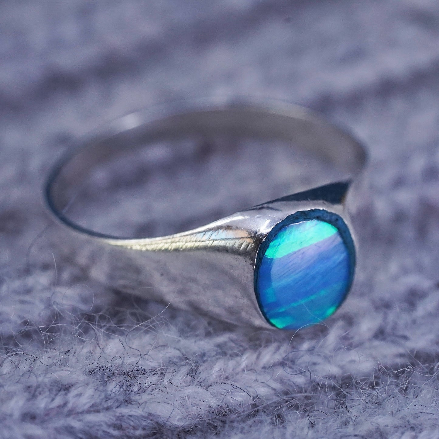 Size 4.25, VTG Sterling Silver Native American opal Ring, ring, 925 band opal