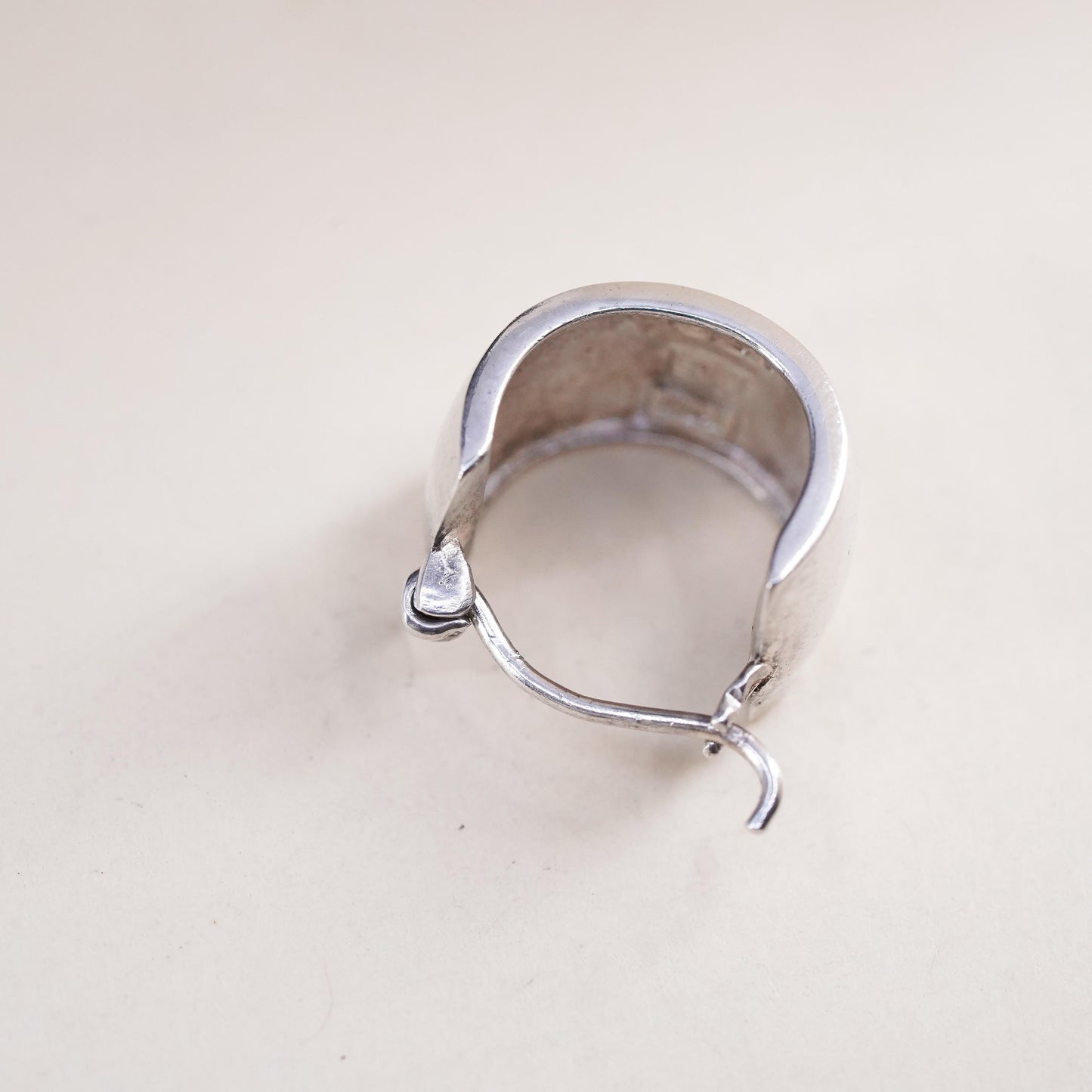 0.5”, Vintage sterling silver single earring, 925 huggie hoop