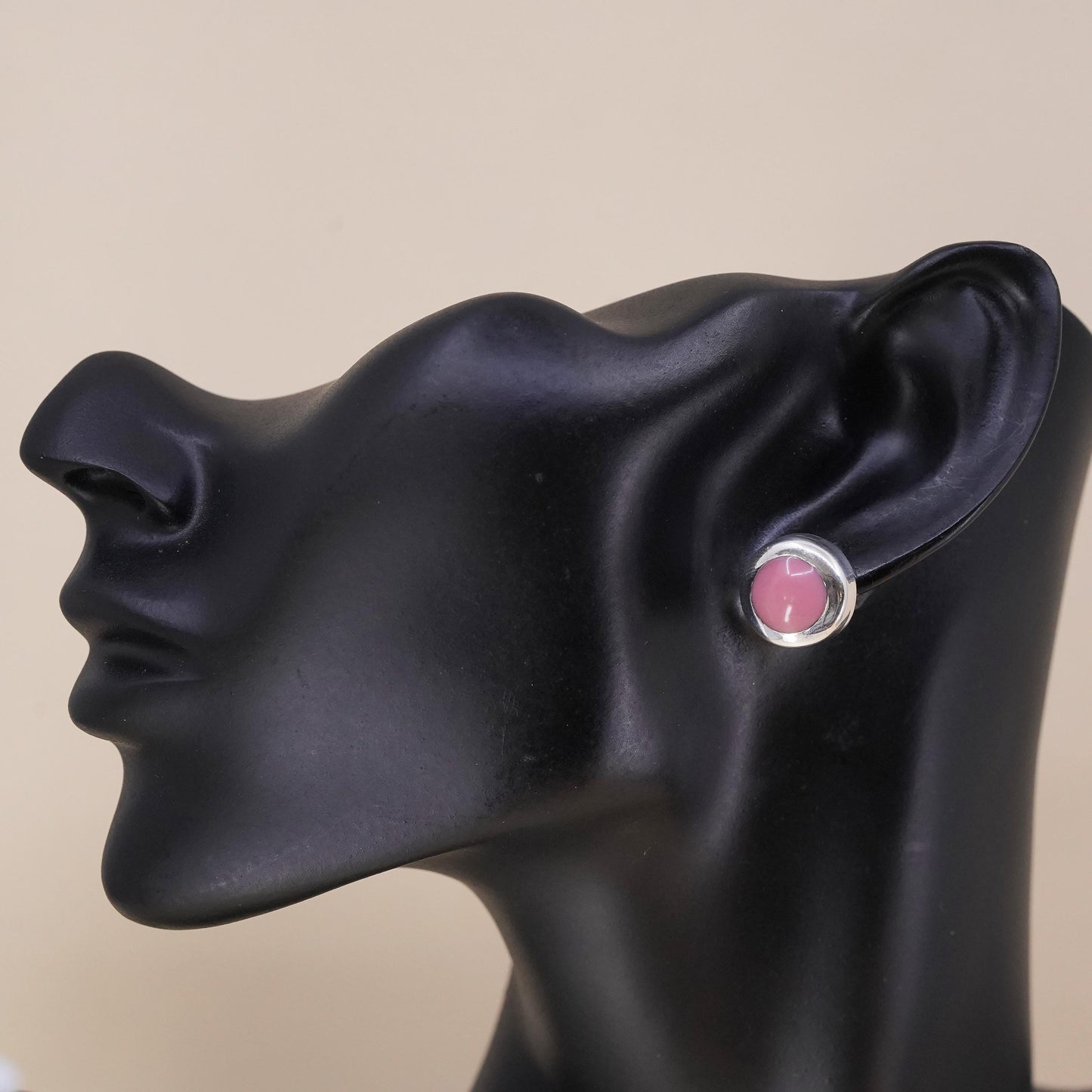 veg southwestern Mexican Sterling 925 silver stud pink enamel, single earring