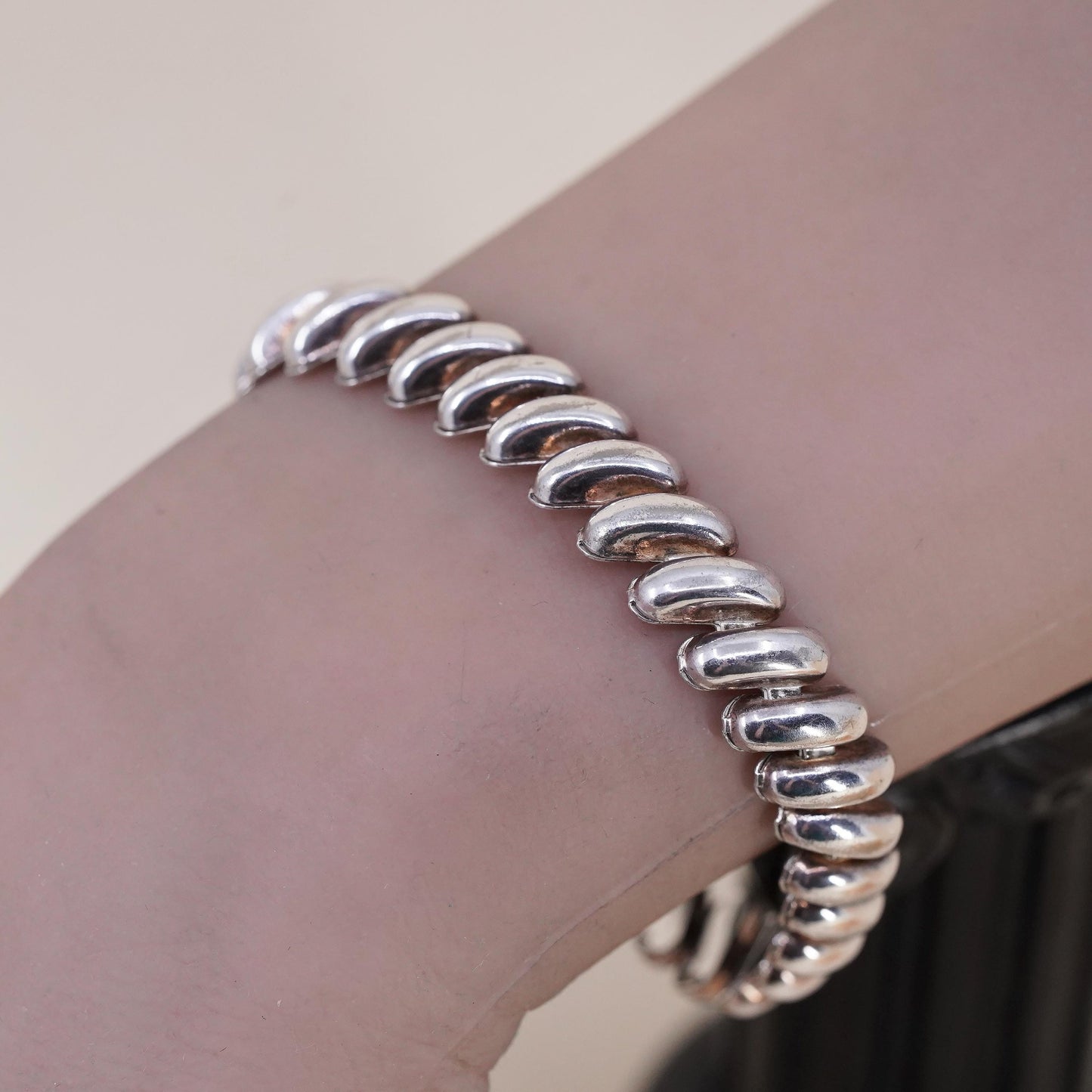 6.75” 11mm, Vintage Italian Made Bold Sterling Silver San Marco chain bracelet