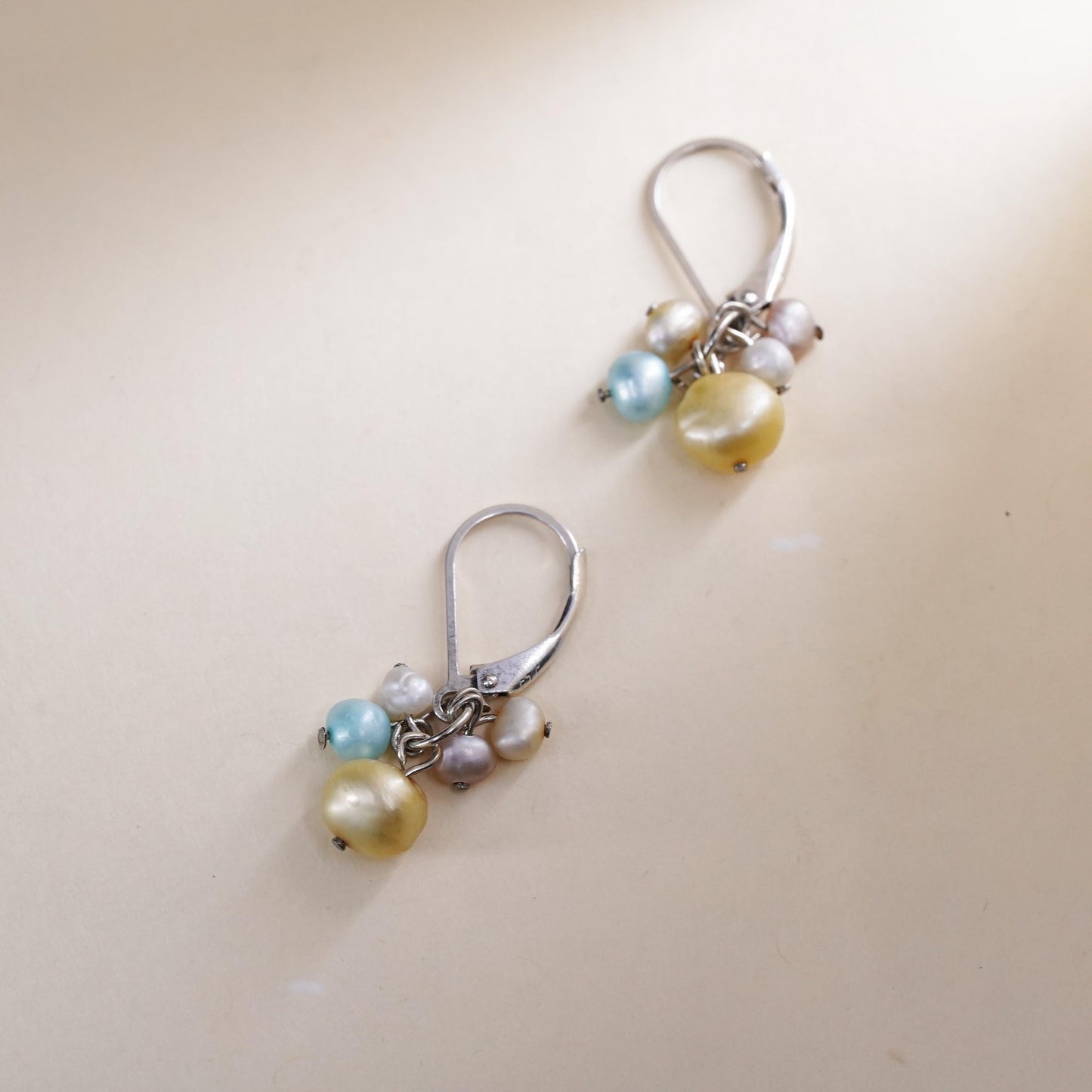 Vintage Sterling 925 silver handmade earrings with freshwater pearls