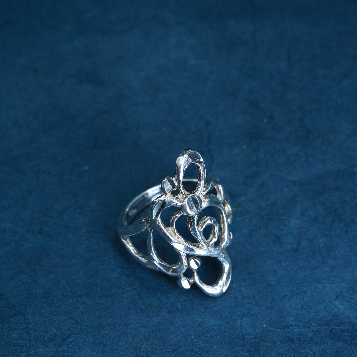 Size 5.5, vintage Sterling silver handmade ring, 925 filigree band