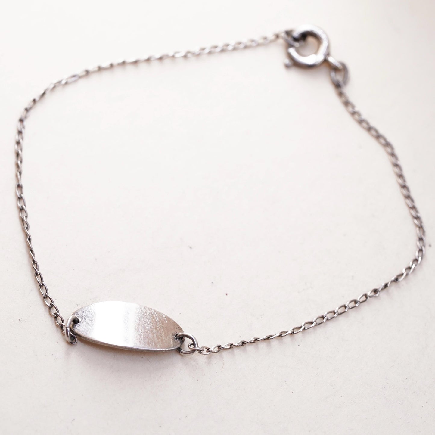 6.25", Vintage sterling silver bracelet, 925 circle chain with name tag
