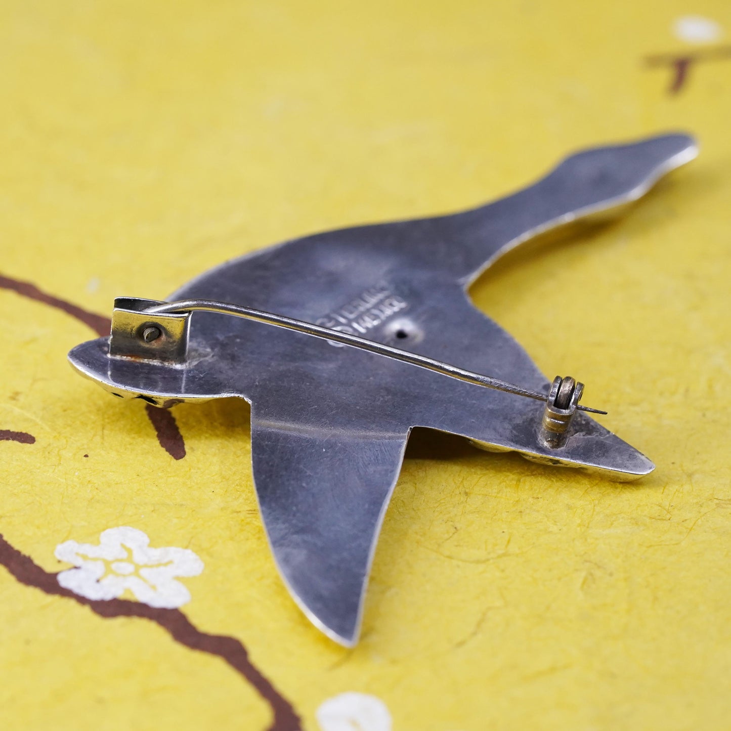 Vintage southwestern Mexican handmade sterling 925 silver bird Geese brooch pin