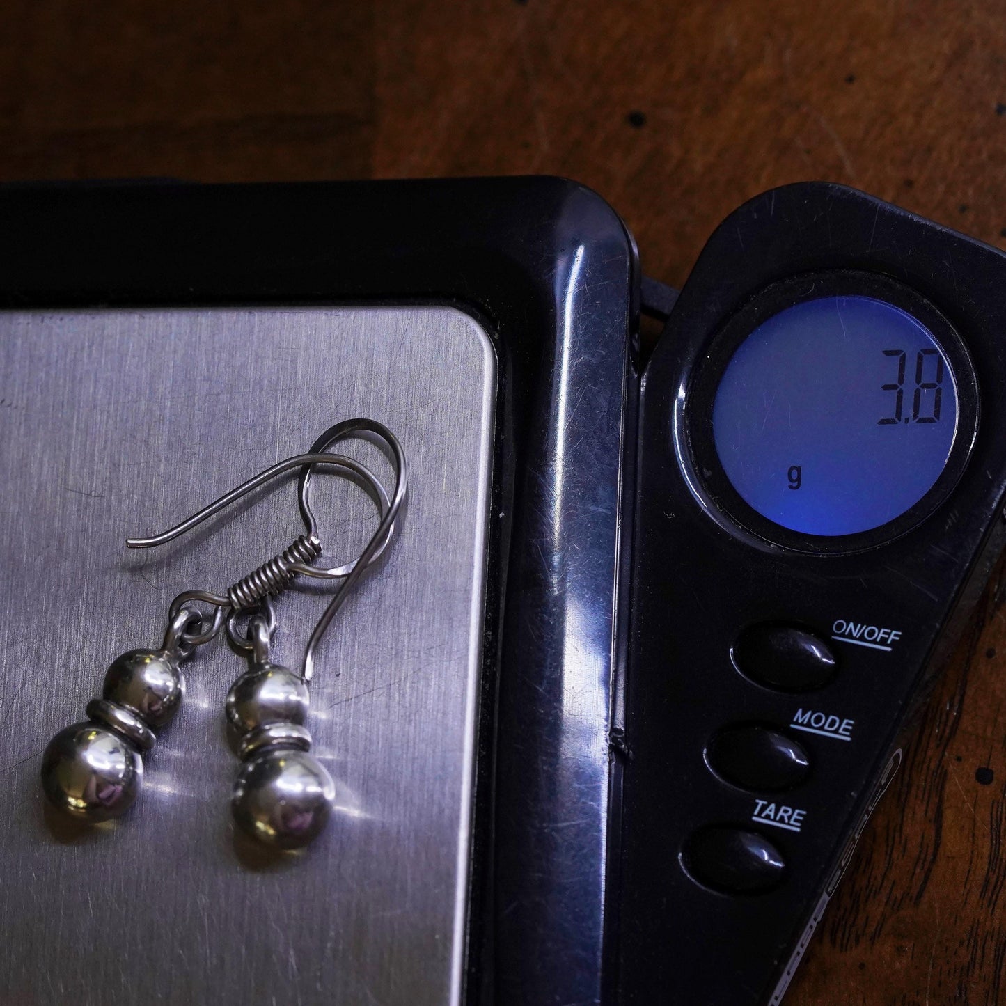 Vintage sterling silver handmade earrings, 925 silver beads dangles