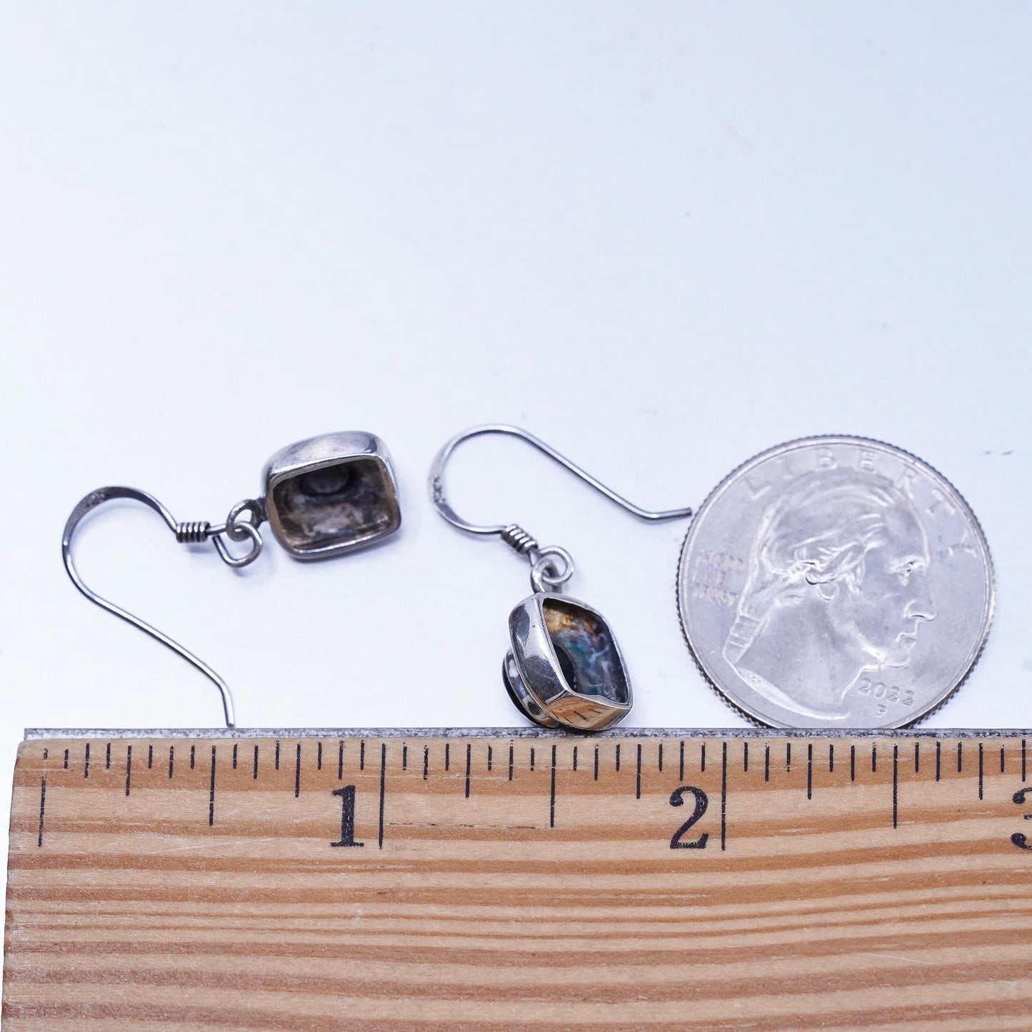 Vintage Sterling 925 silver handmade earrings with black onyx
