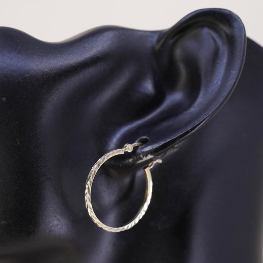 0.75", Vintage vermeil yellow gold over sterling silver single earring, hoop