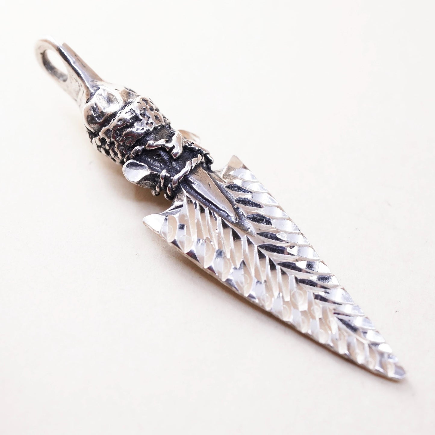 vintage southwestern Black Hills handmade sterling 925 textured arrow pendant