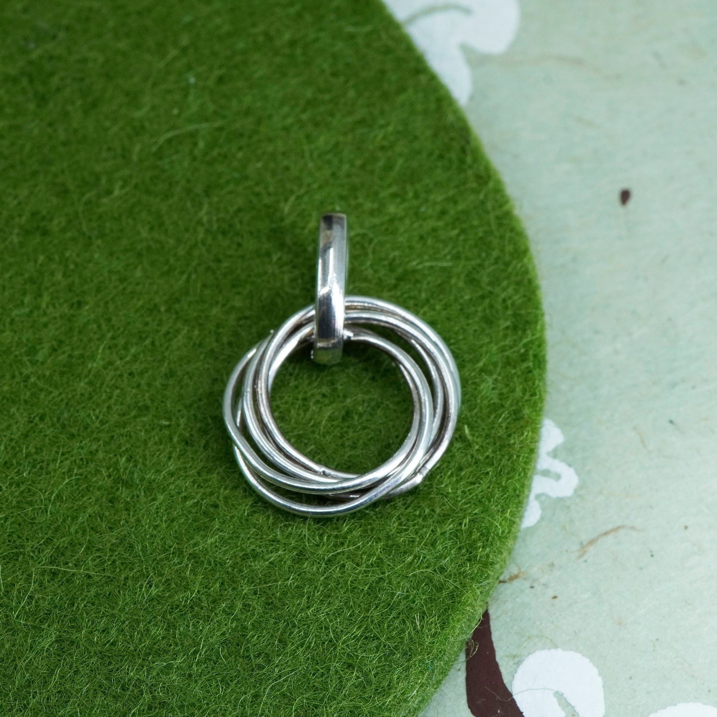 Vintage Sterling silver inspirational quote pendant, 925 entwined circle