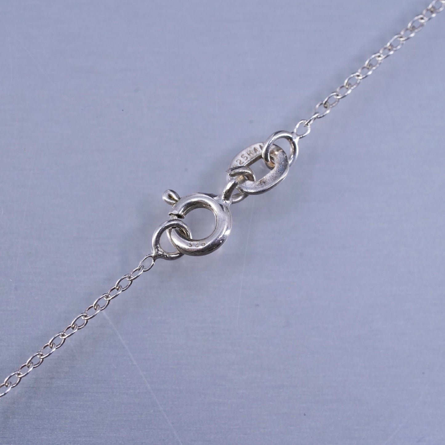 18”, vintage two tone Sterling silver necklace, 925 circle chain with Love pendant