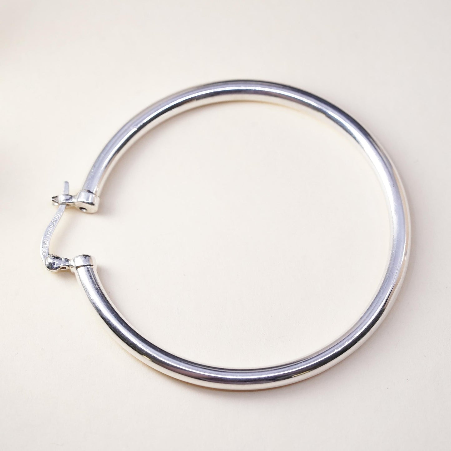 2", Vintage sterling 925 silver loop single earring, minimalist primitive hoop
