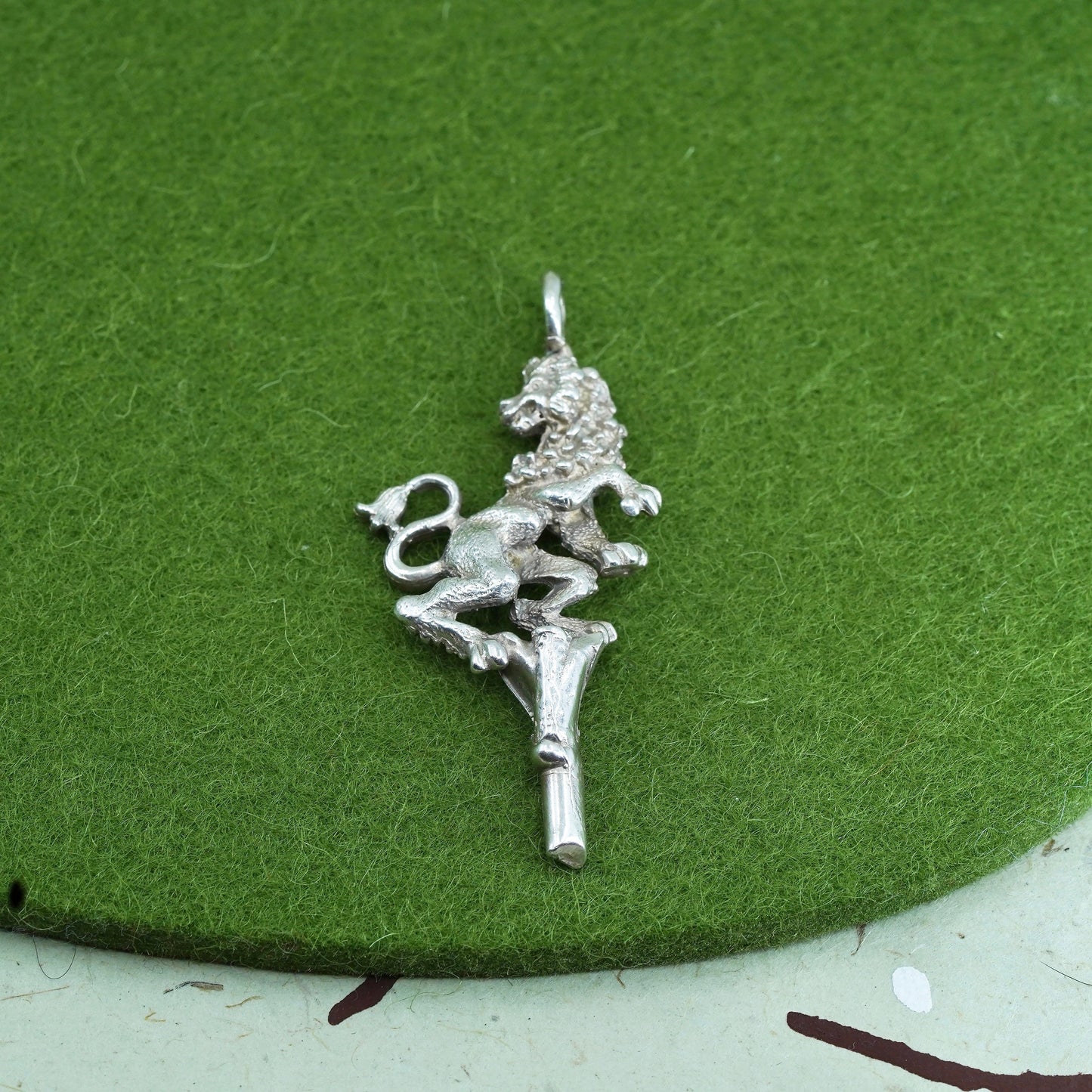Vintage Sterling silver handmade pendant, 925 royal lion