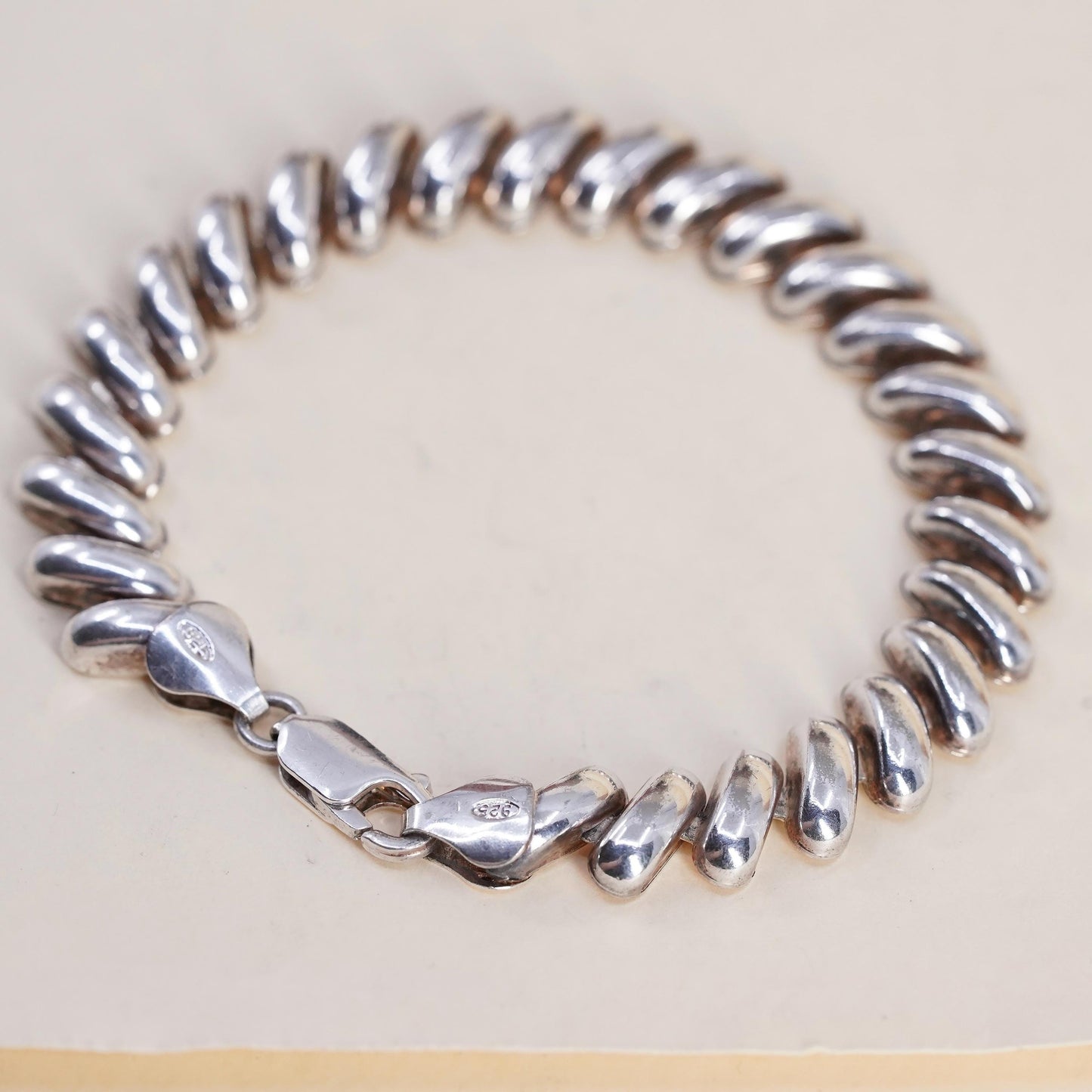 6.75” 11mm, Vintage Italian Made Bold Sterling Silver San Marco chain bracelet