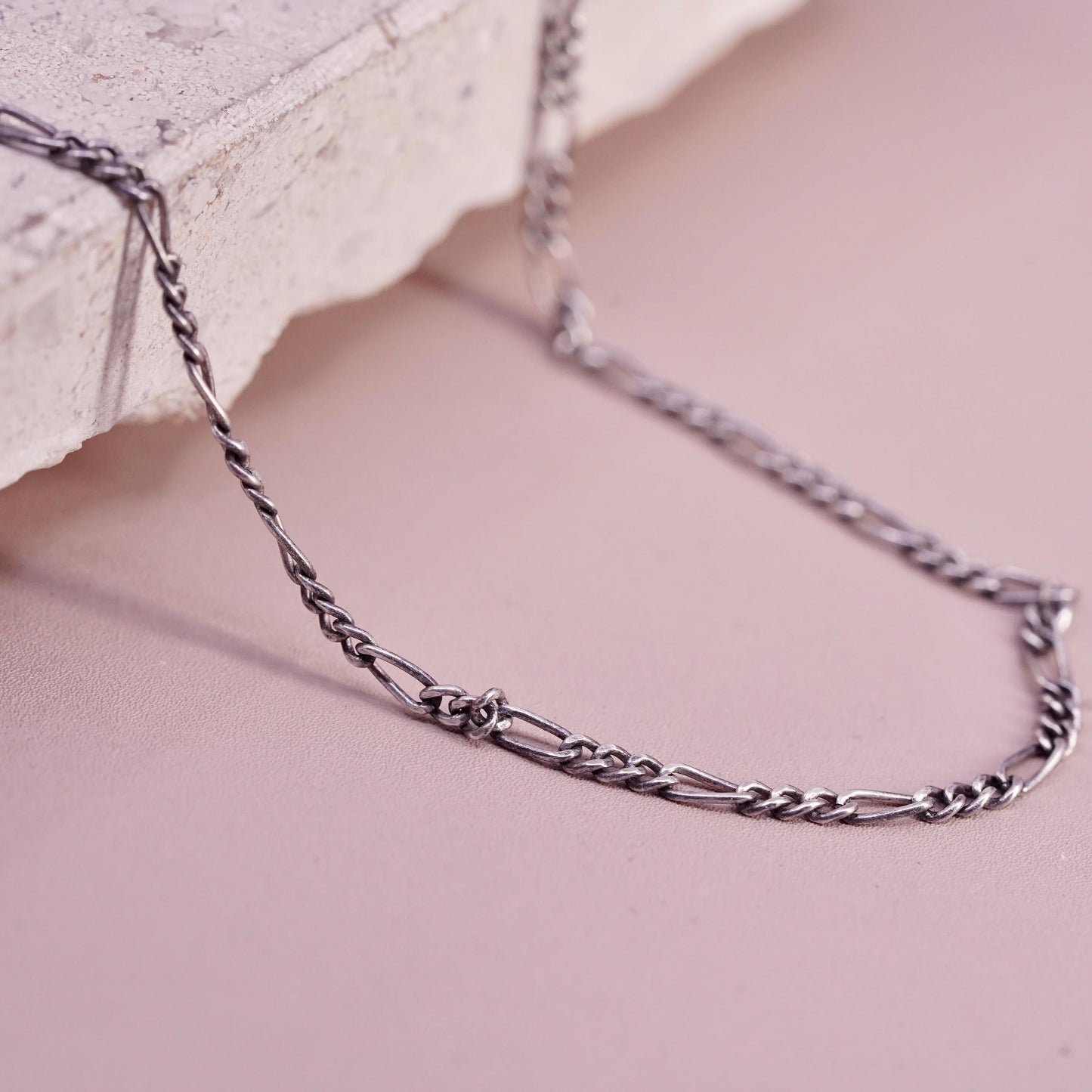 10.5", Italian Sterling 925 silver figaro chain anklet letter S heart charms