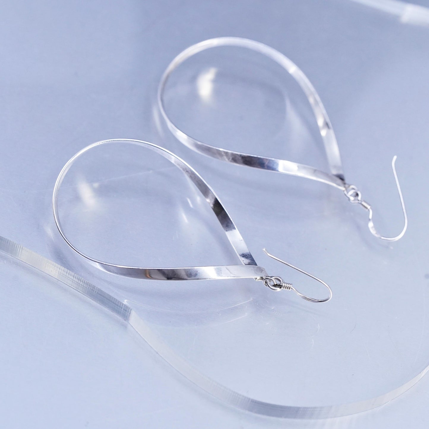 Vintage Sterling 925 silver handmade huge teardrop earrings