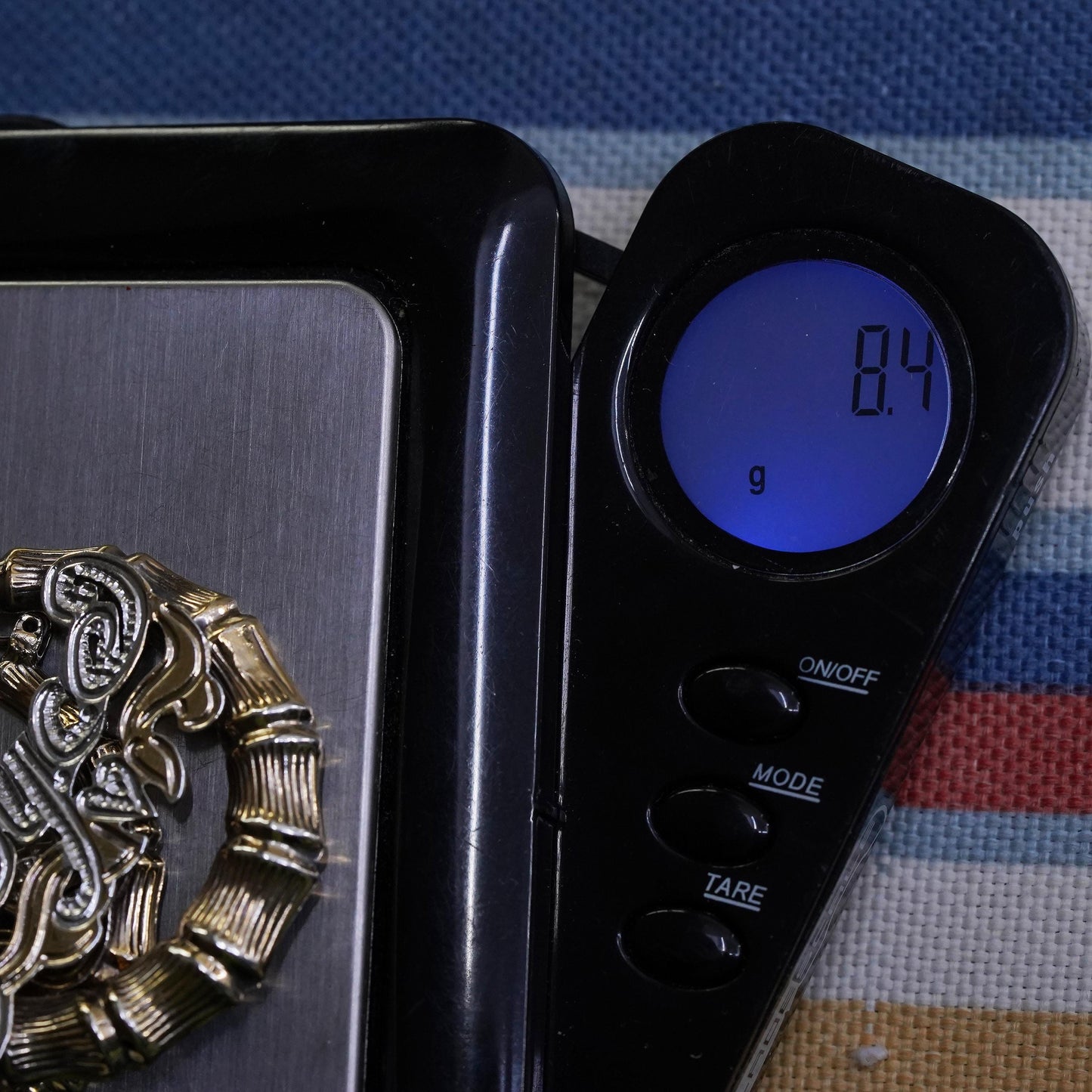 1.5", vermeil gold over sterling silver earrings, textured bamboo hoops Joyce