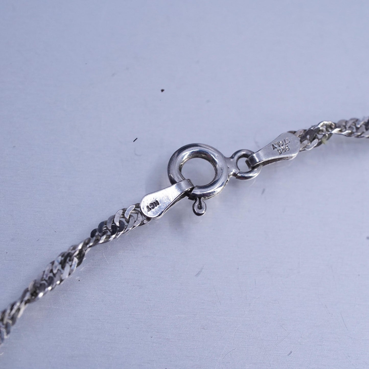 18" 2mm, vintage Italian Sterling 925 silver twisted curb chain necklace
