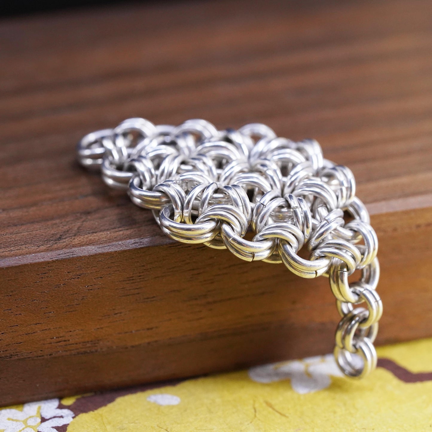 Vintage sterling silver handmade pendant, 925 silver cluster jump ring charm