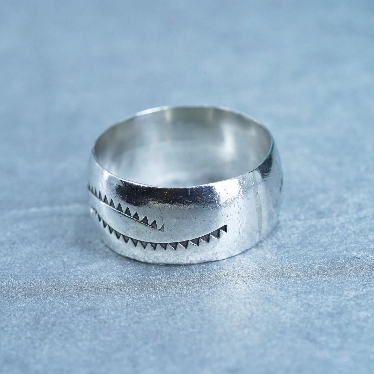 Size 11, Native American southwestern Sterling 925 silver ring, wide band
