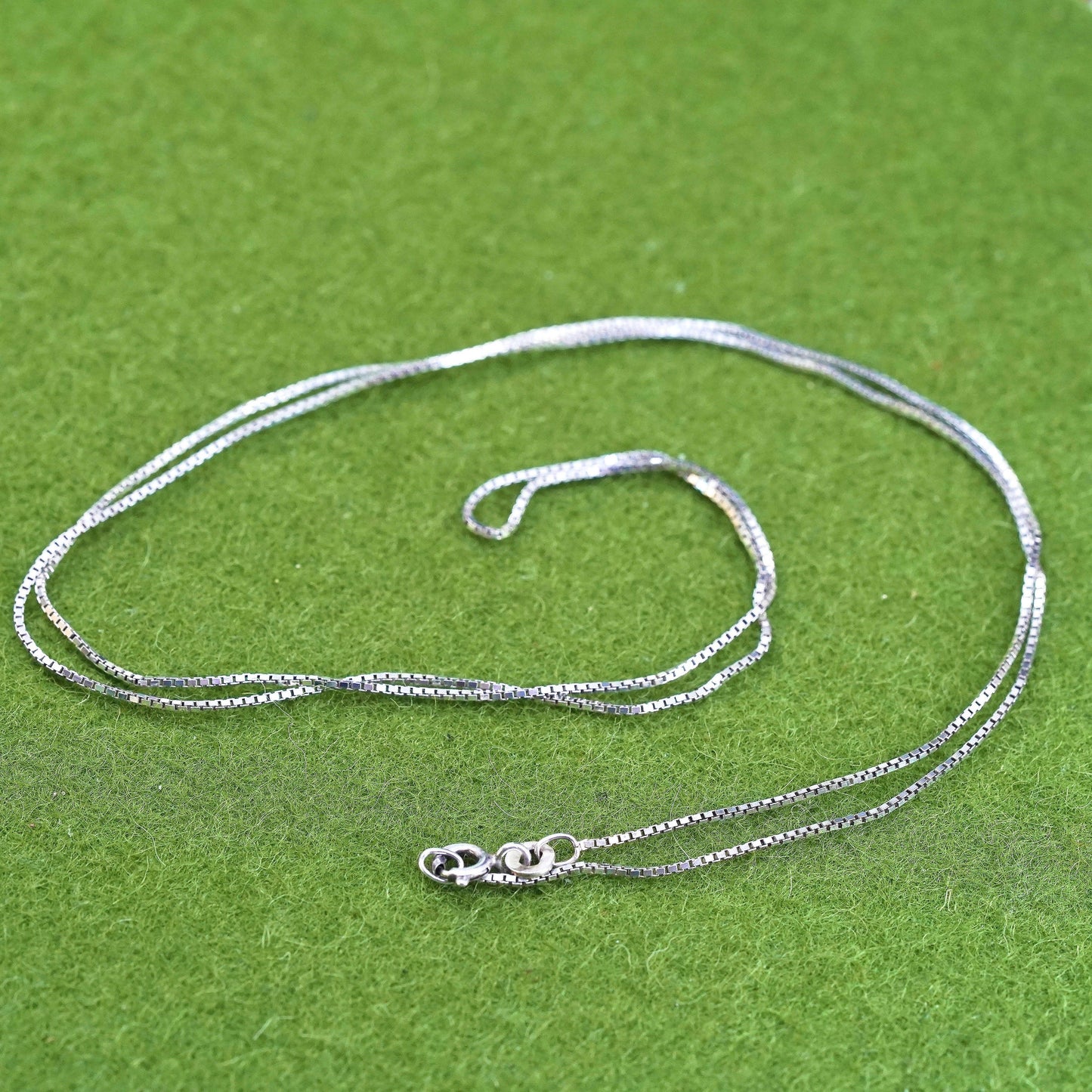 24", 1mm, Vintage Italian sterling 925 silver box chain, necklace