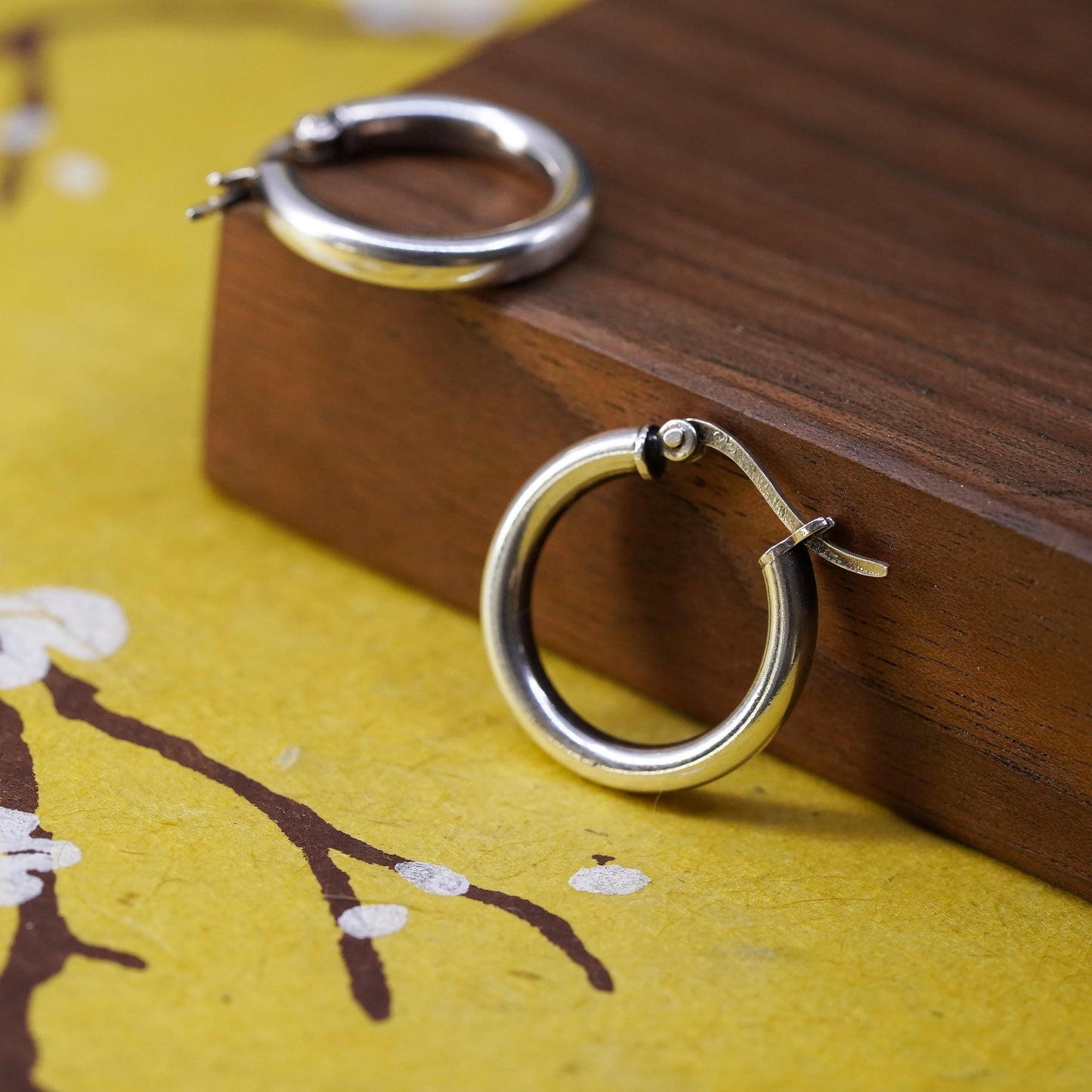 0.75”, Vintage Sterling silver handmade earrings, 925 hoops