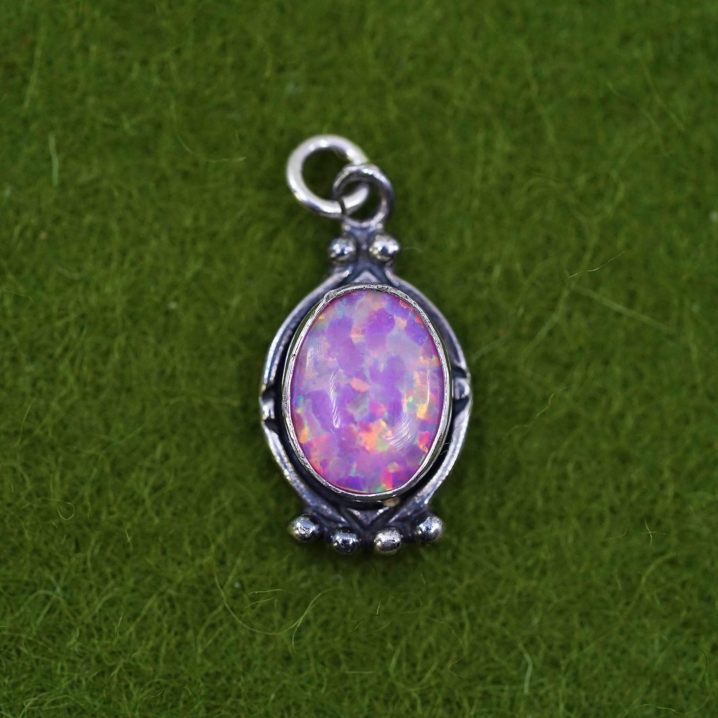 Vintage Sterling 925 silver handmade pendant with fire opal