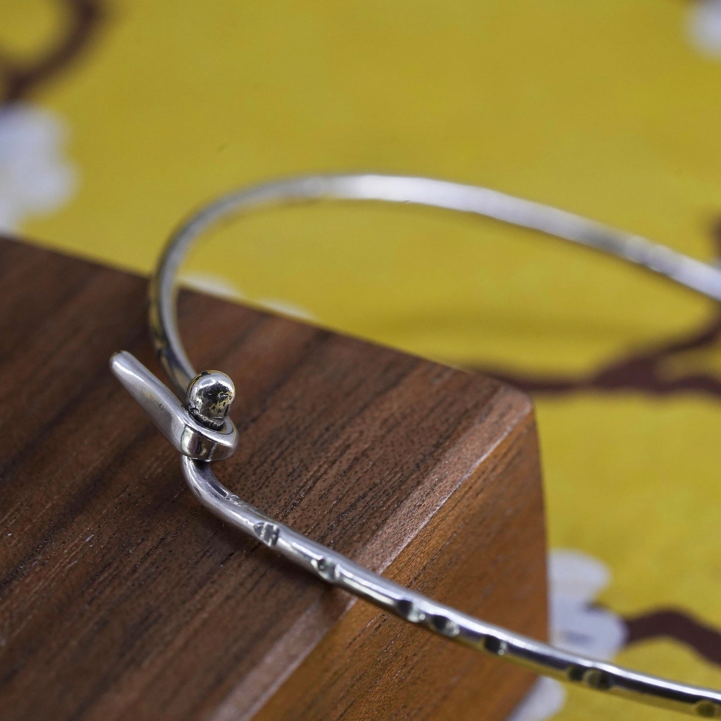 7", Vintage Sterling silver handmade stackable bracelet, 925 hinged bangle