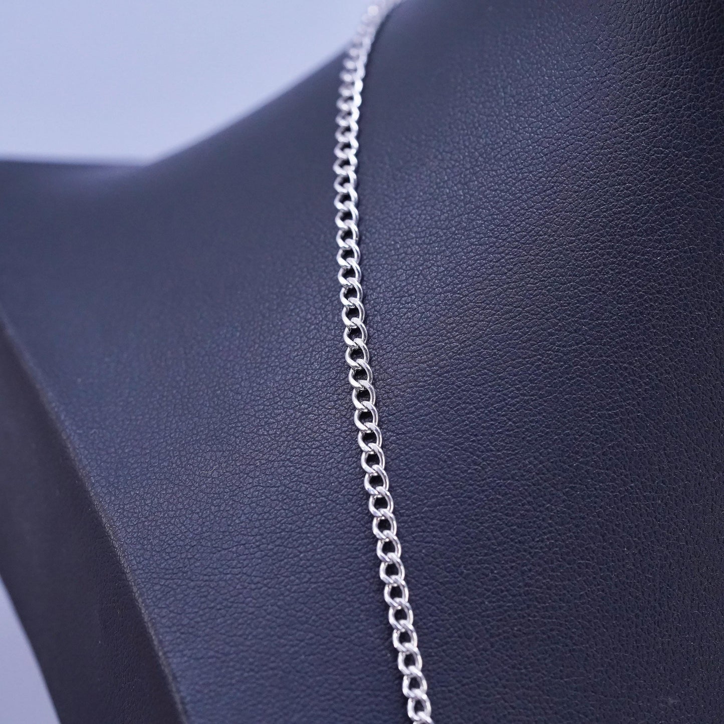 24" 3mm, vintage Sterling silver handmade necklace, 925 curb chain