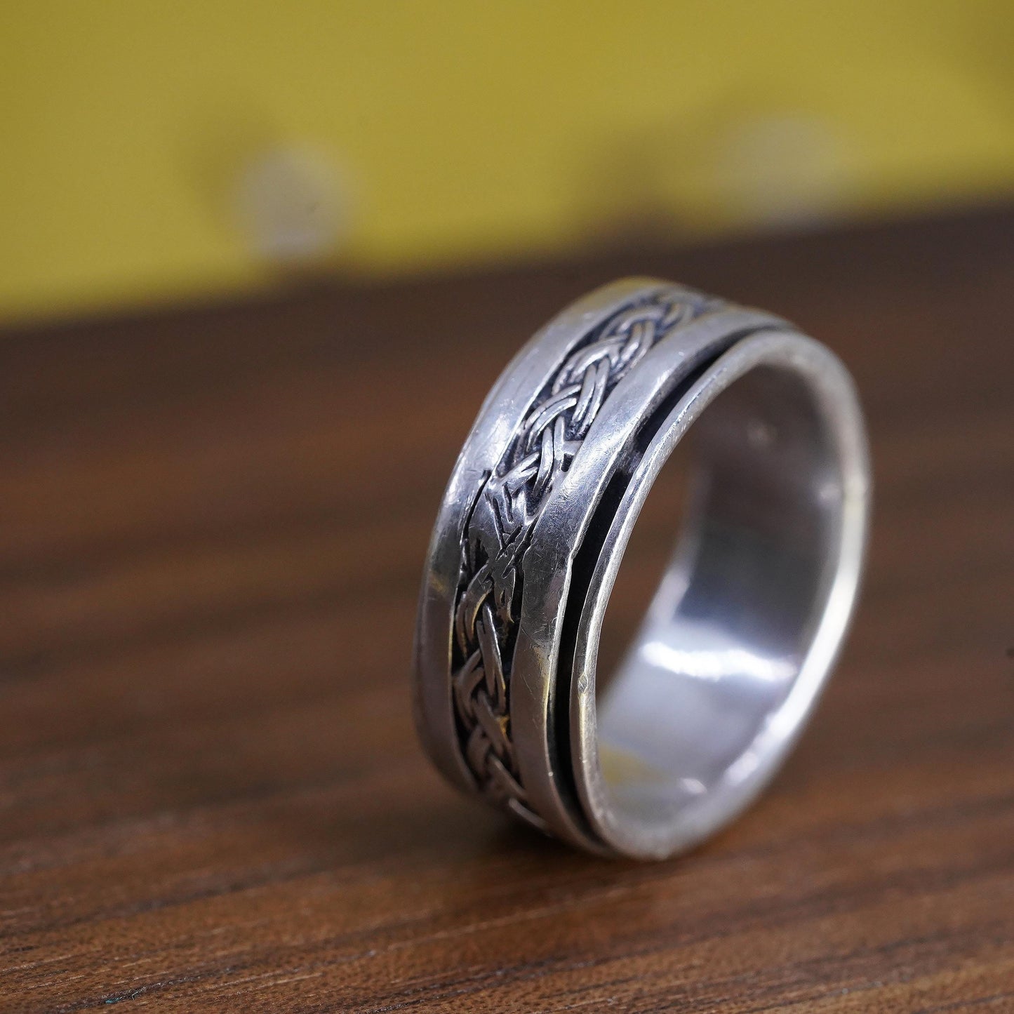 Size 7.5, vintage Sterling silver prayer ring, 925 spinner band