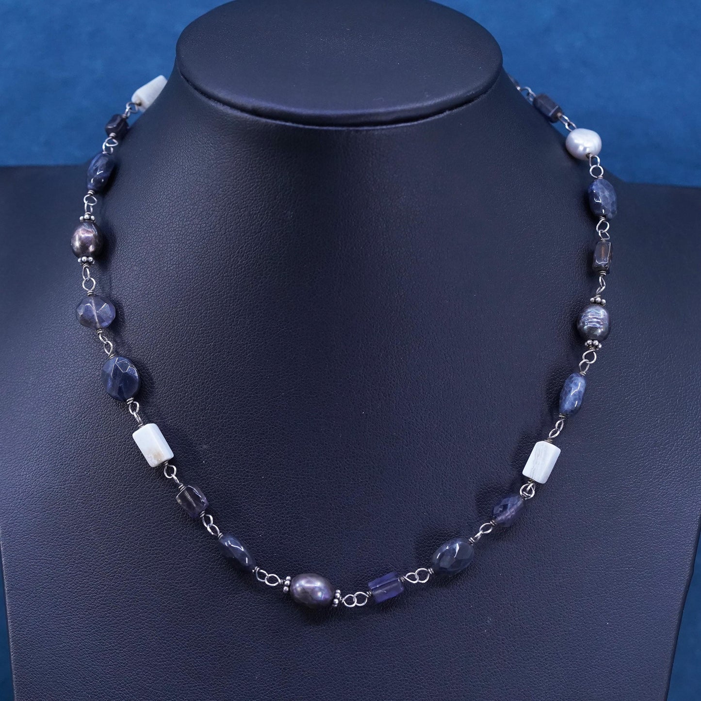 16”, Silpada Sterling Silver pearl agate beads Necklace N1800