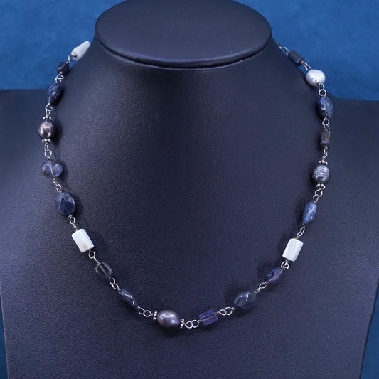 16”, Silpada Sterling Silver pearl agate beads Necklace N1800