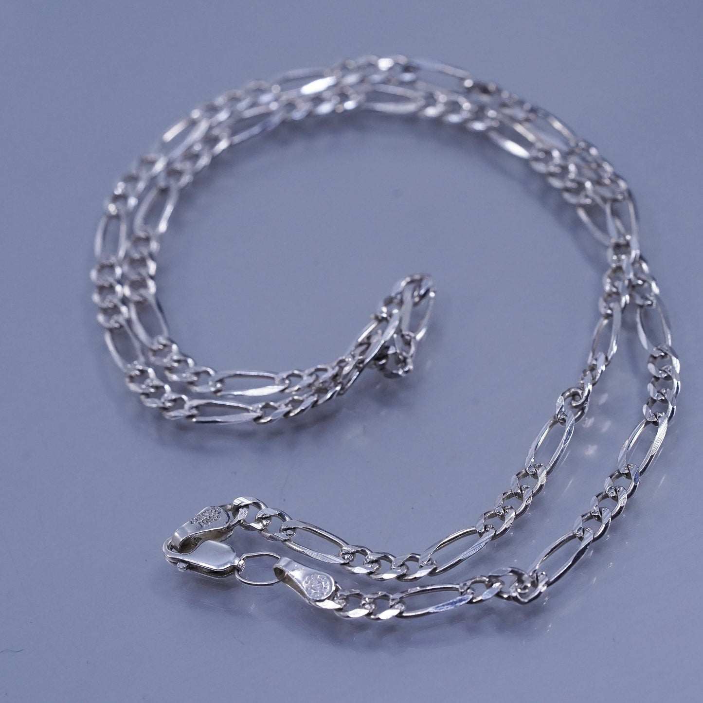 20” 4mm, vintage Mexican Sterling 925 silver figaro chain necklace