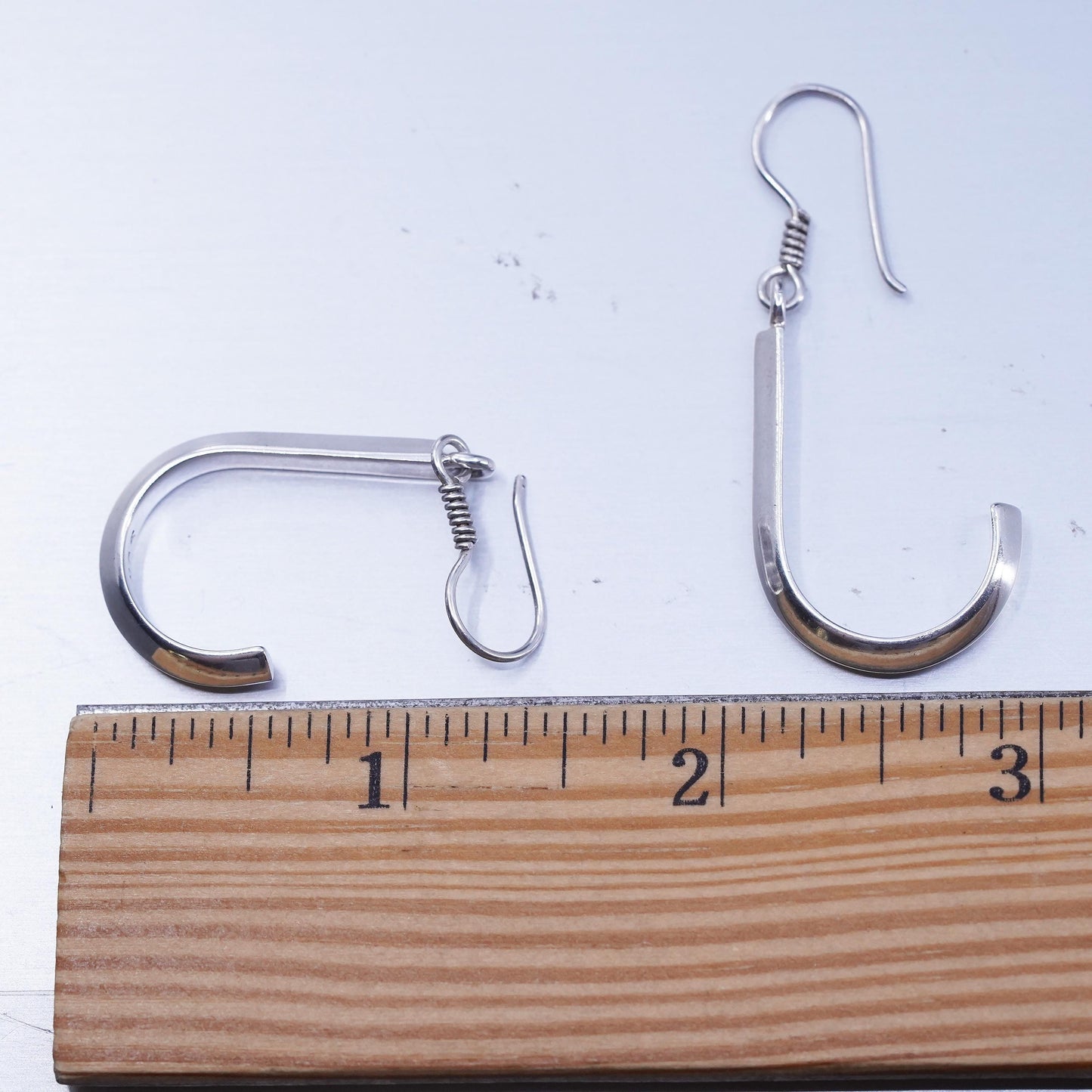 Vintage Mexican Sterling 925 silver handmade letter J earrings